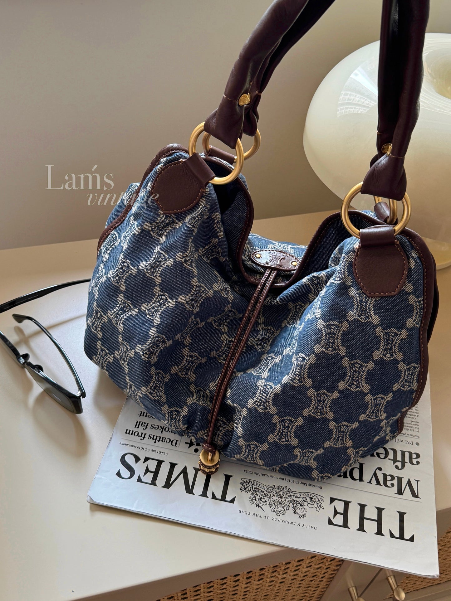 Vintage Celine denim macadam hobo📘