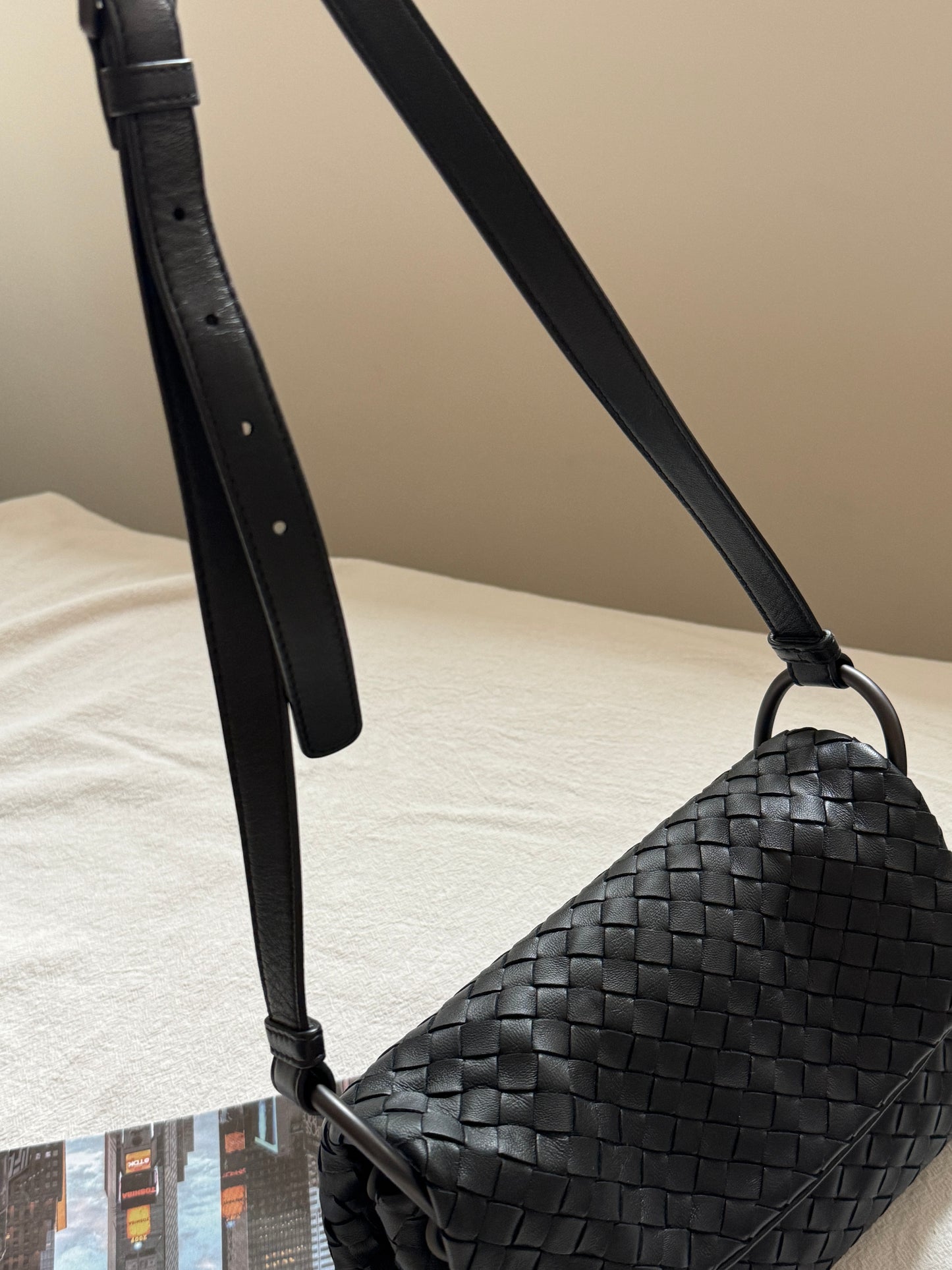 Vintage Bottega Veneta so black intrecciato crossbody bag