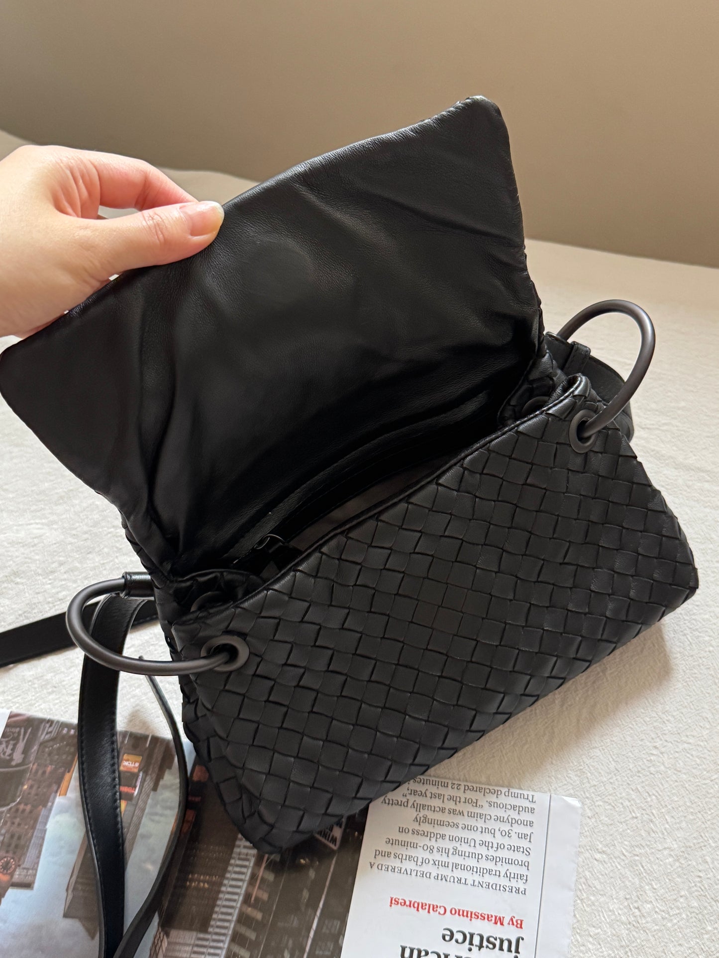 Vintage Bottega Veneta so black intrecciato crossbody bag