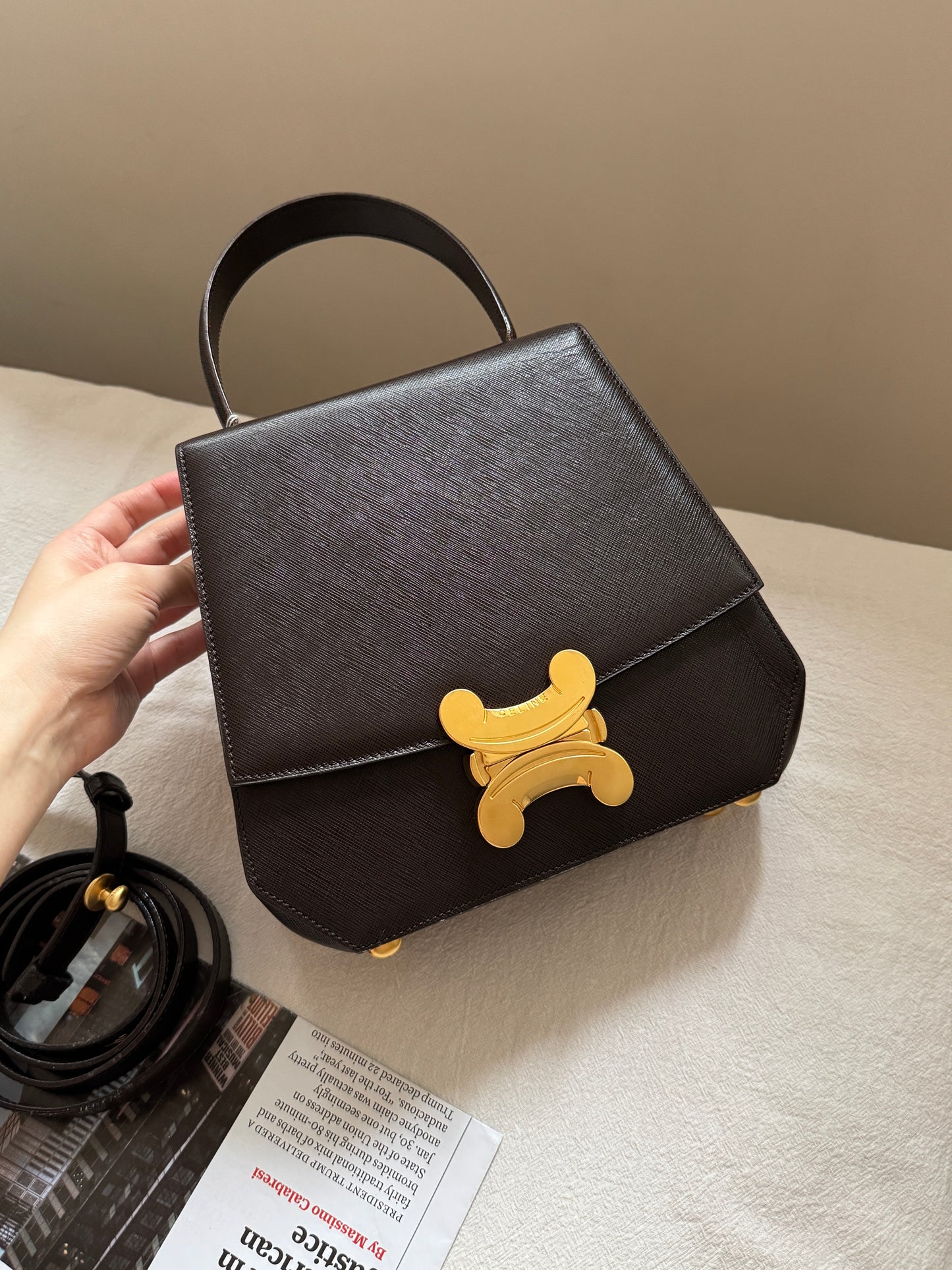 Vintage Celine triomphe 2-way top handle bag🌟