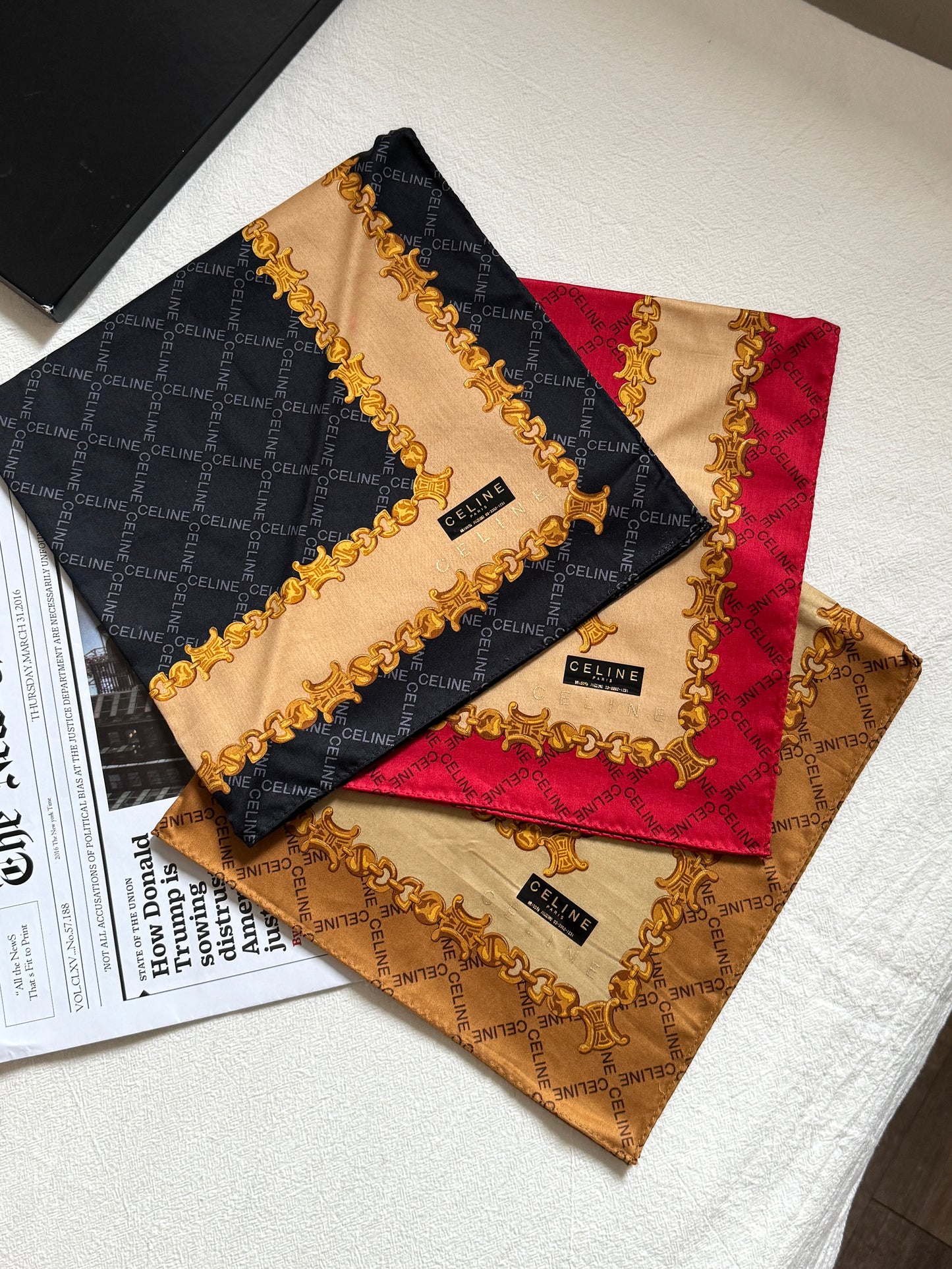 Vintage Celine scarfs gift box set of 3