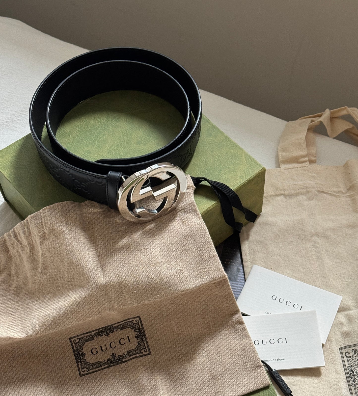 Pre-owned Gucci belt, full box set🎁近保存品