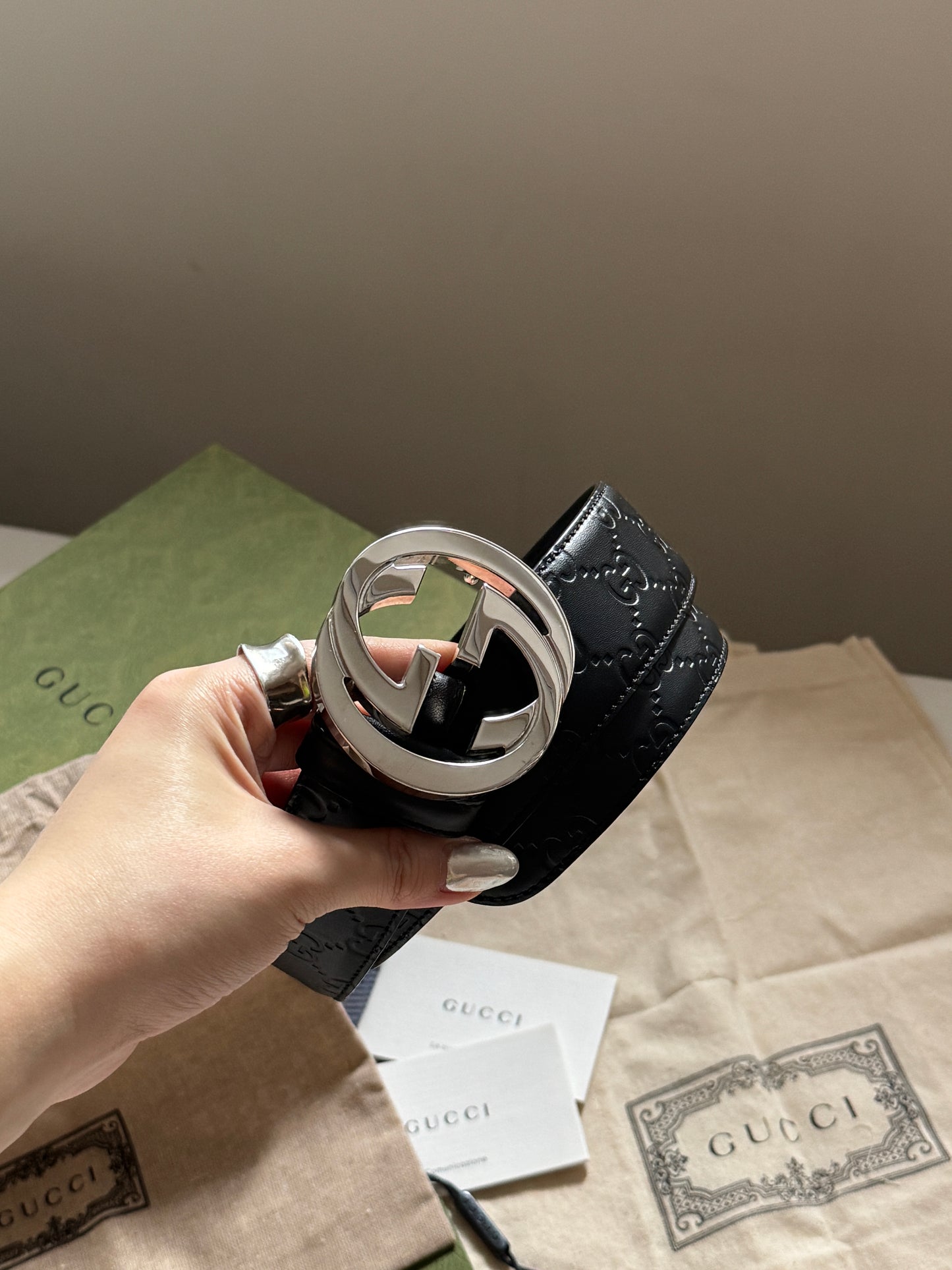 Pre-owned Gucci belt, full box set🎁近保存品