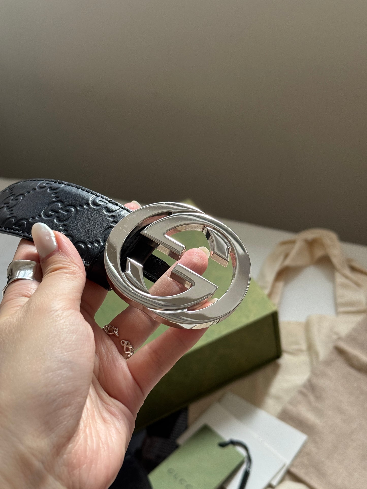 Pre-owned Gucci belt, full box set🎁近保存品