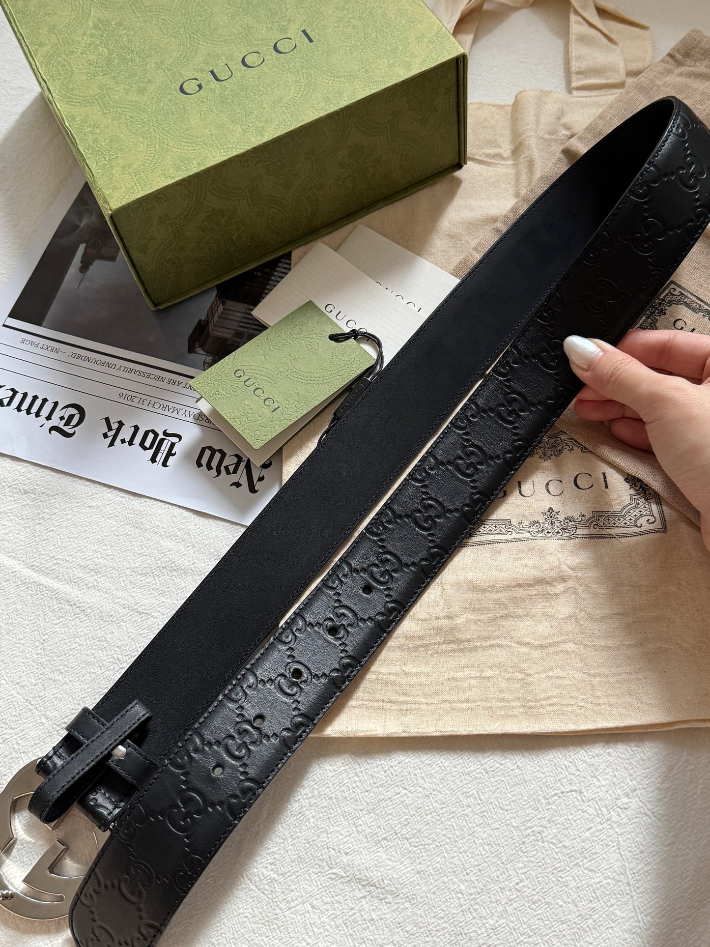 Pre-owned Gucci belt, full box set🎁近保存品