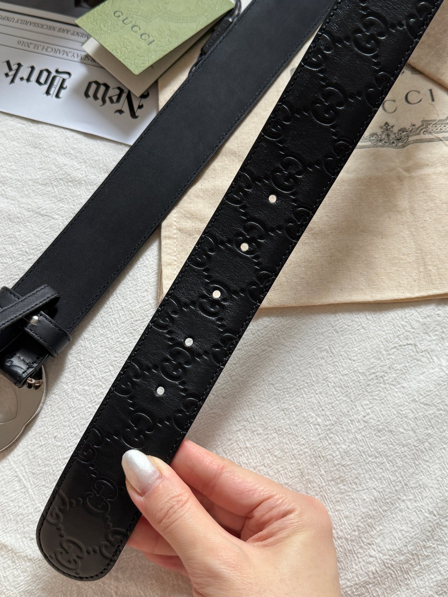 Pre-owned Gucci belt, full box set🎁近保存品