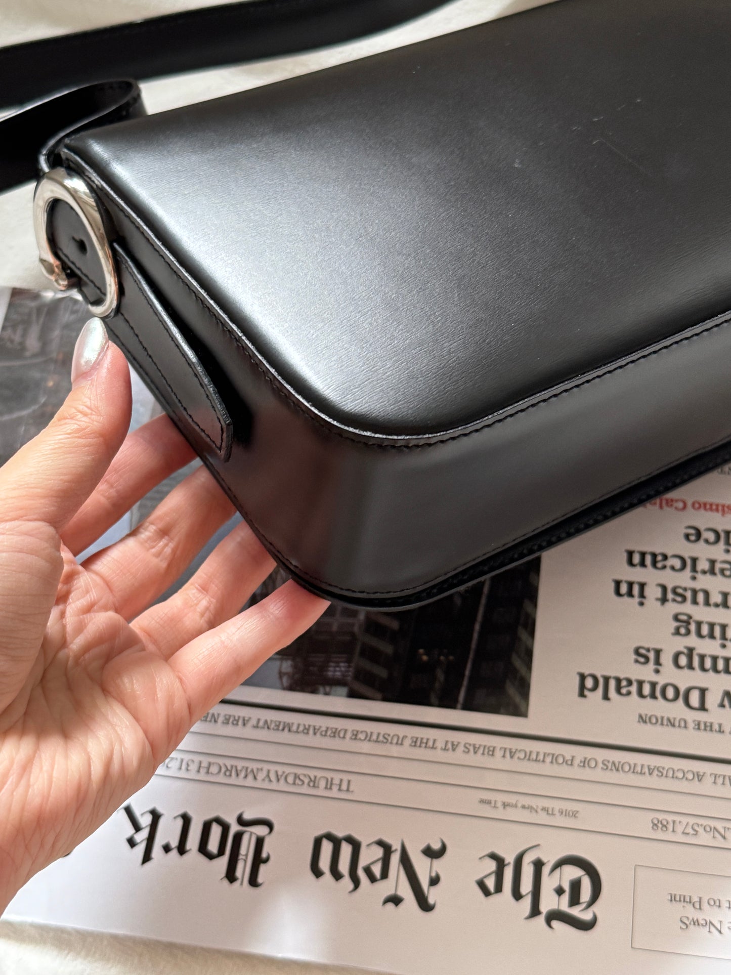 Vintage Cartier 黑銀豹頭shoulder box bag