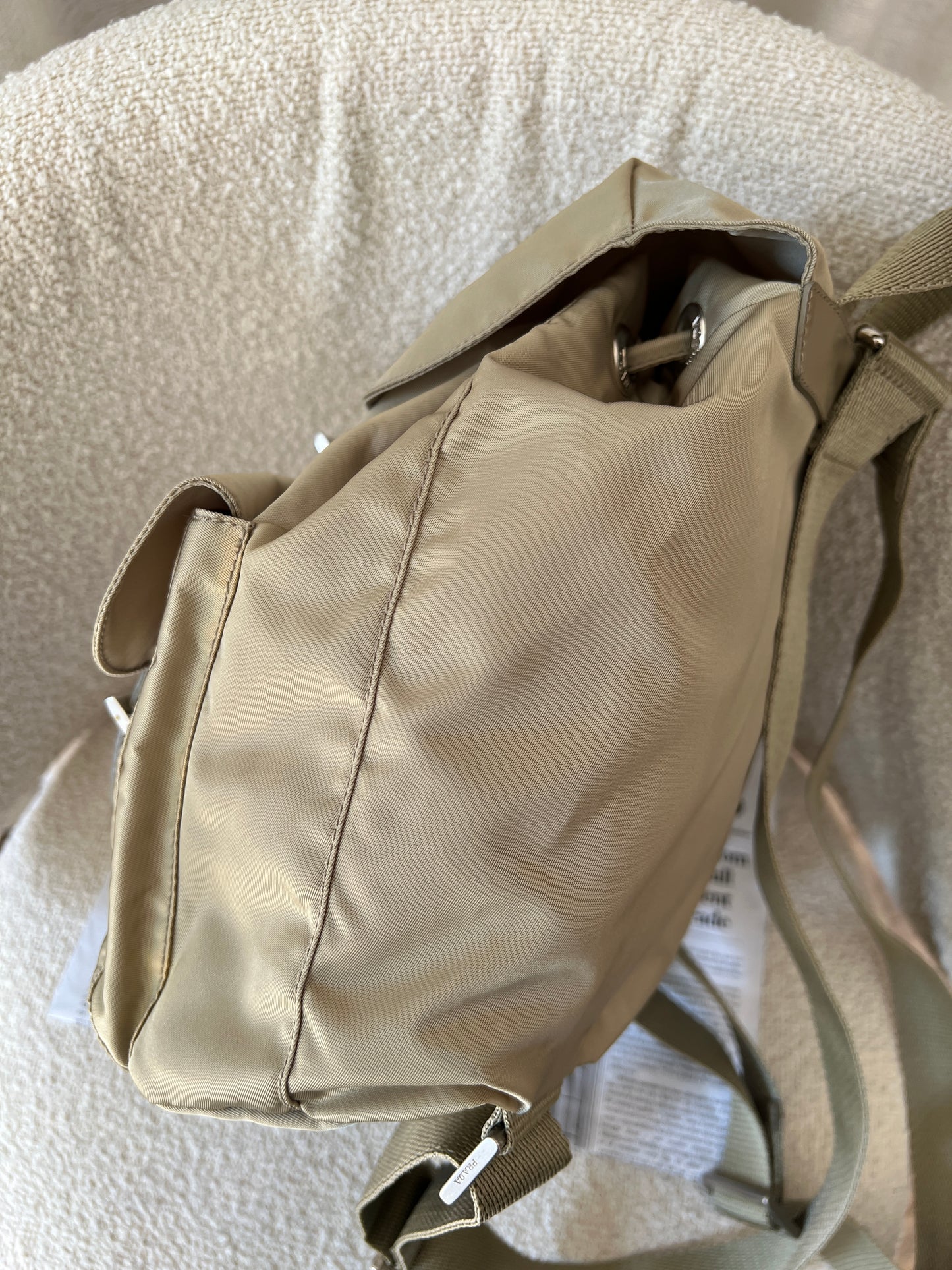 Vintage Prada khaki nylon backpack🥯