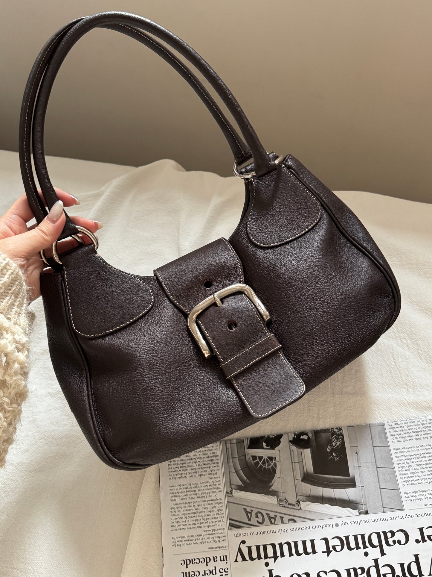 Vintage P r a d a機車hobo bag🏍️