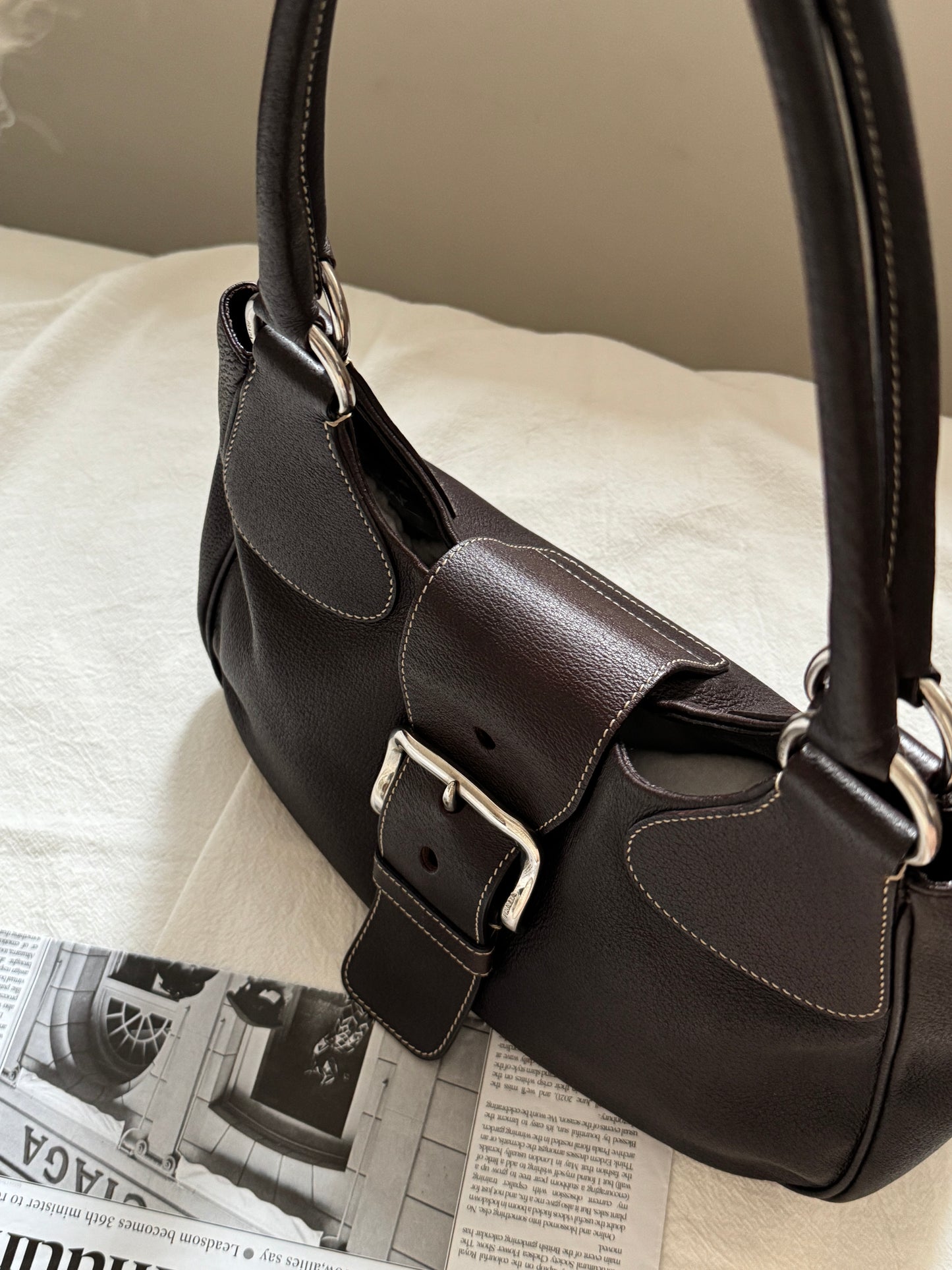 Vintage P r a d a機車hobo bag🏍️