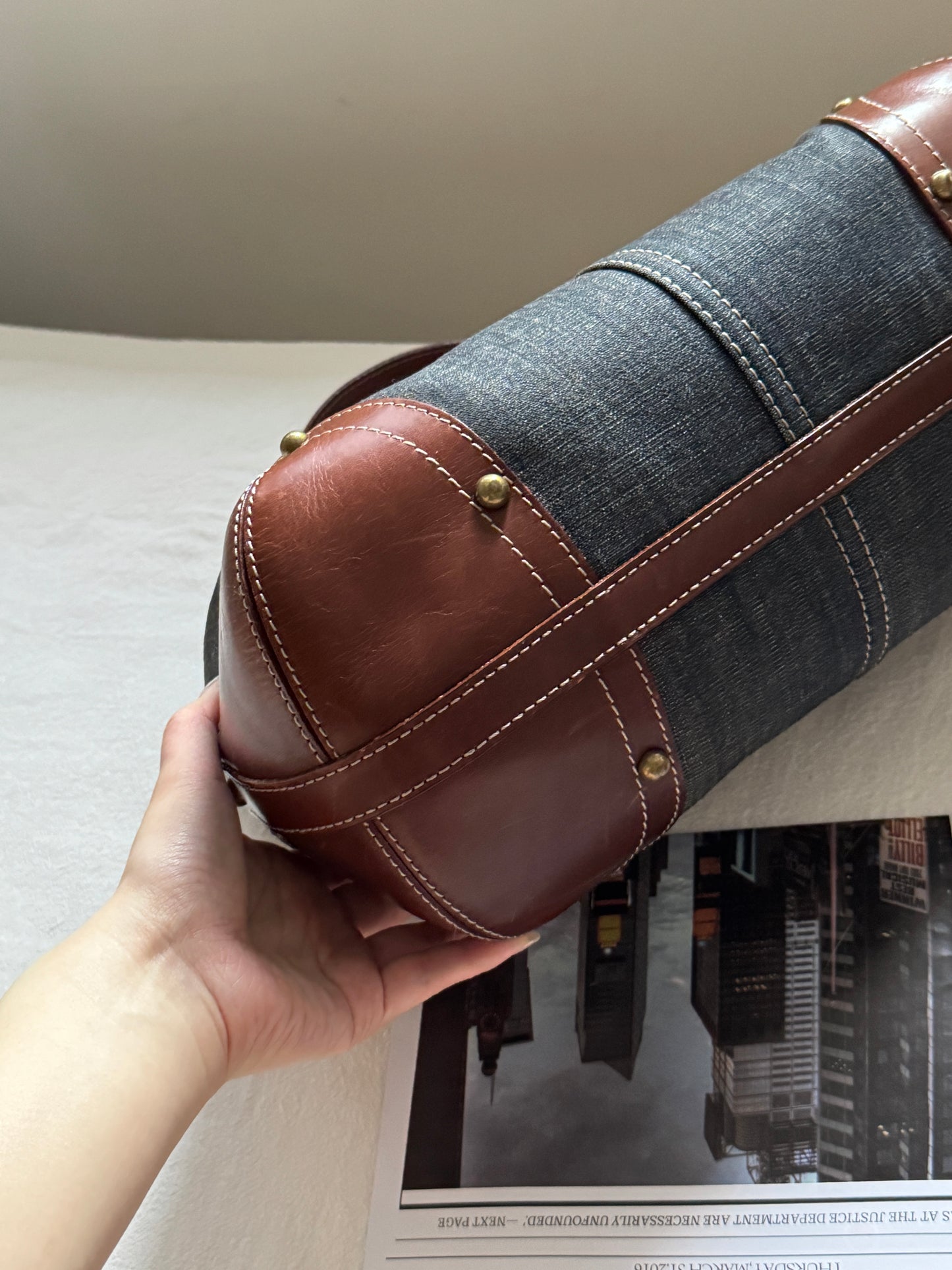 Vintage Burberry denim hobo bag