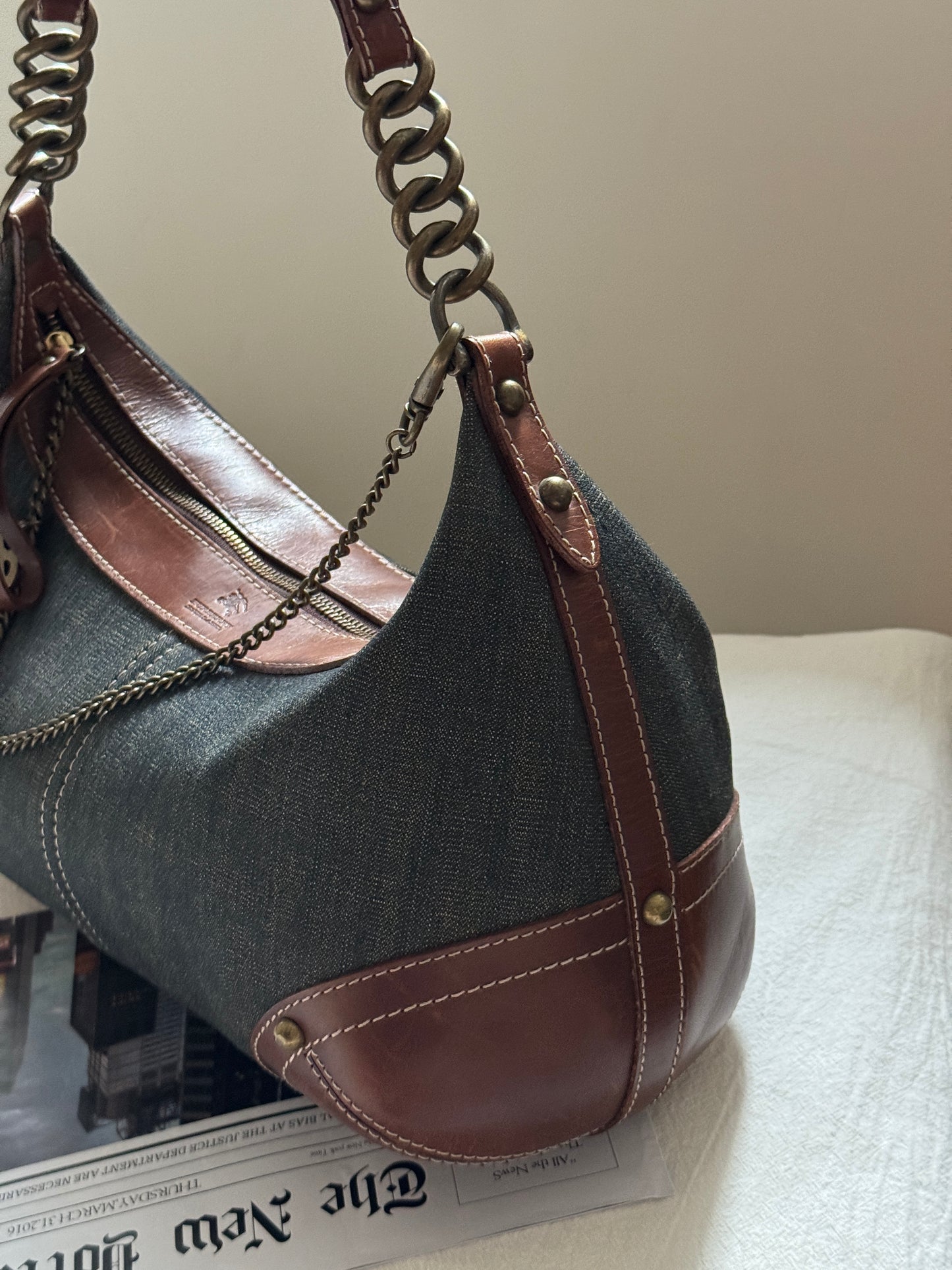 Vintage Burberry denim hobo bag