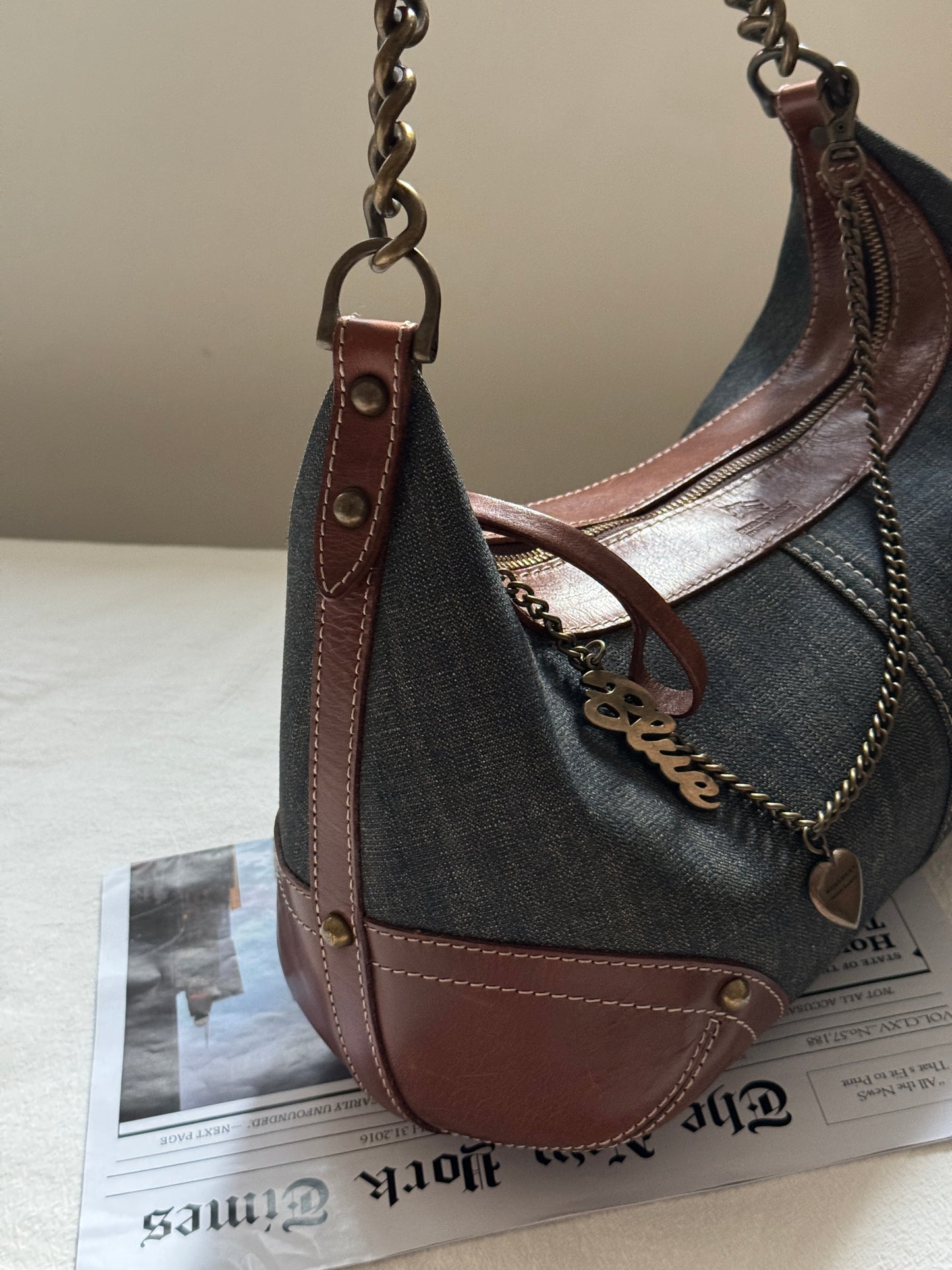 Vintage Burberry denim hobo bag