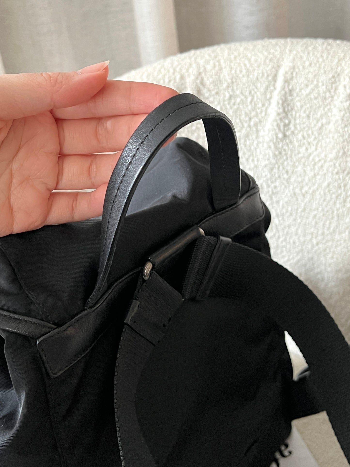 Vintage Prada 黑銀nylon backpack