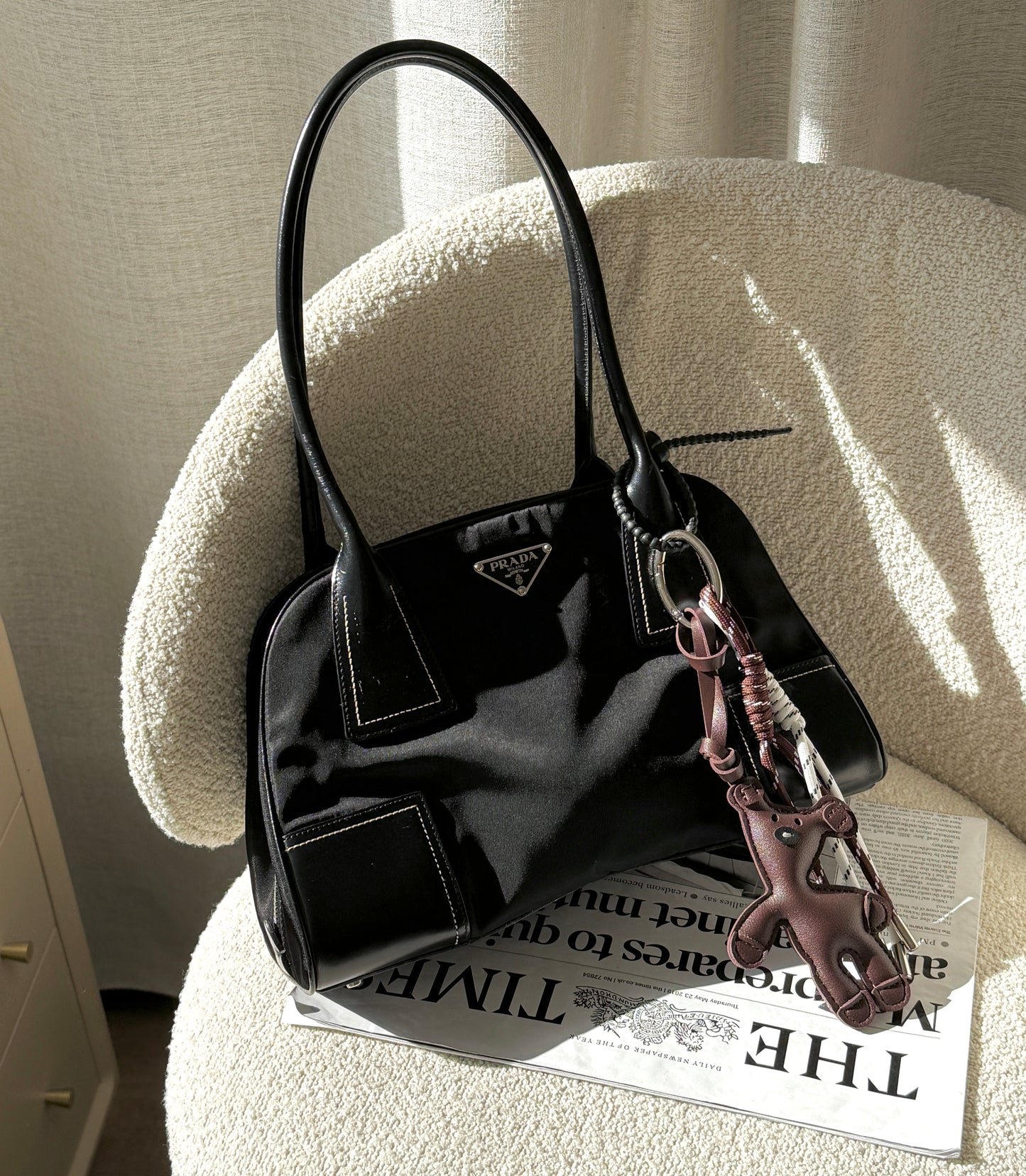 Vintage Prada nylon leather shoulder bag