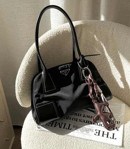 Vintage Prada nylon leather shoulder bag