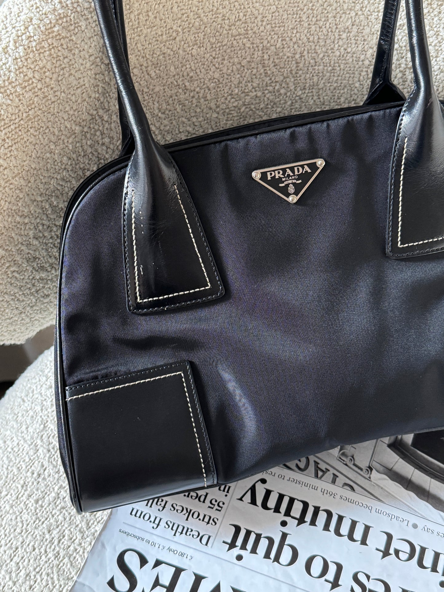 Vintage Prada nylon leather shoulder bag
