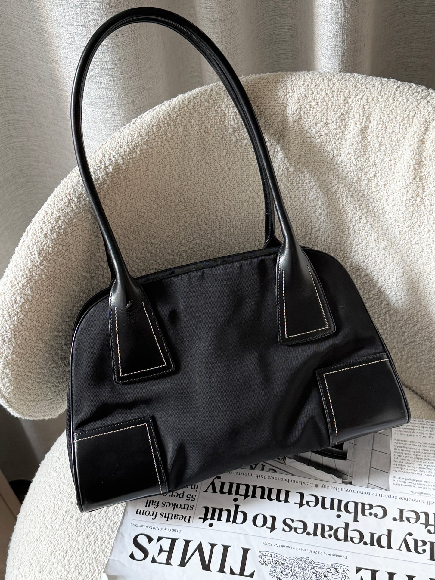 Vintage Prada nylon拼皮保齡包🪐