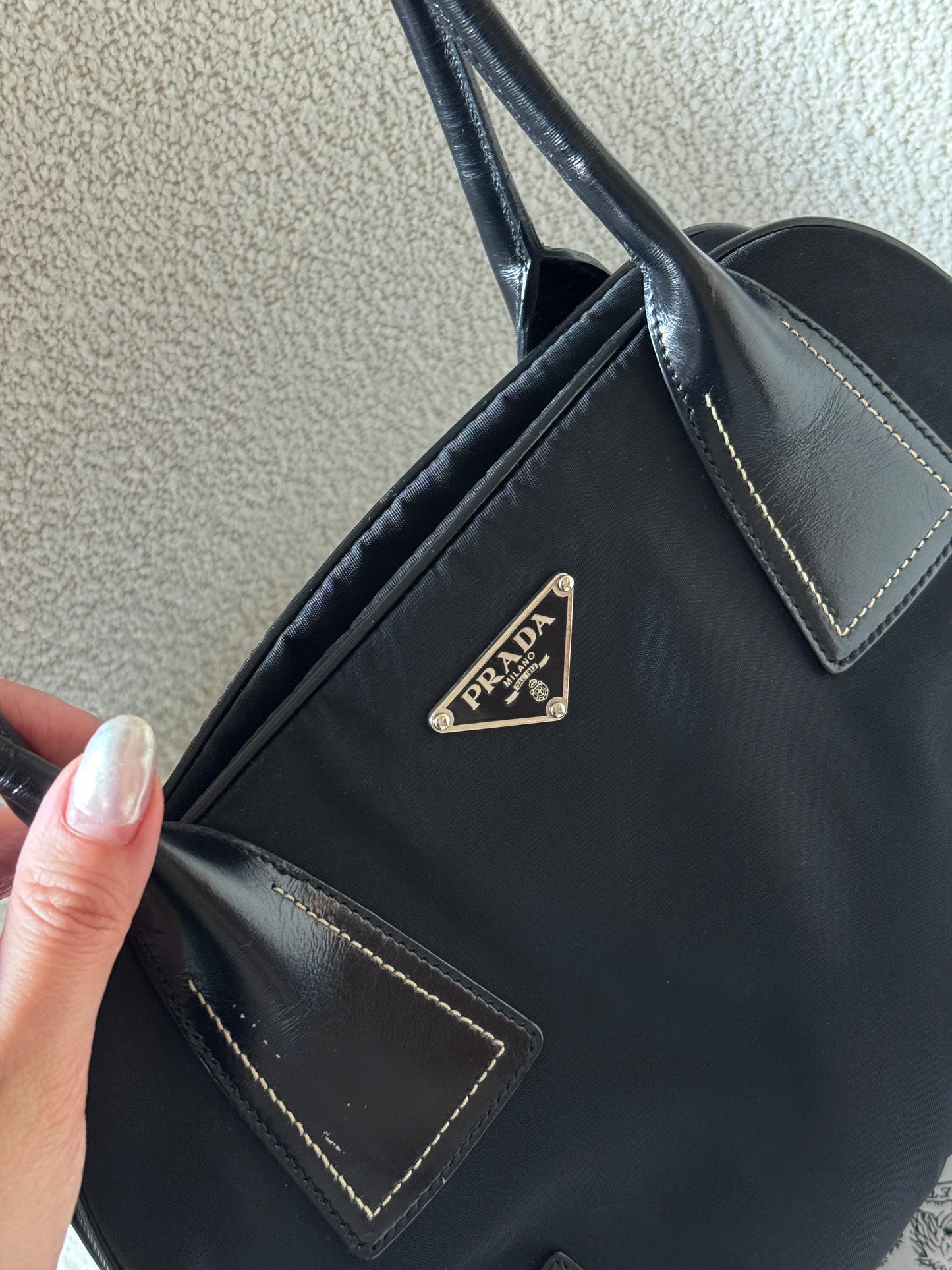 Vintage Prada nylon拼皮保齡包🪐