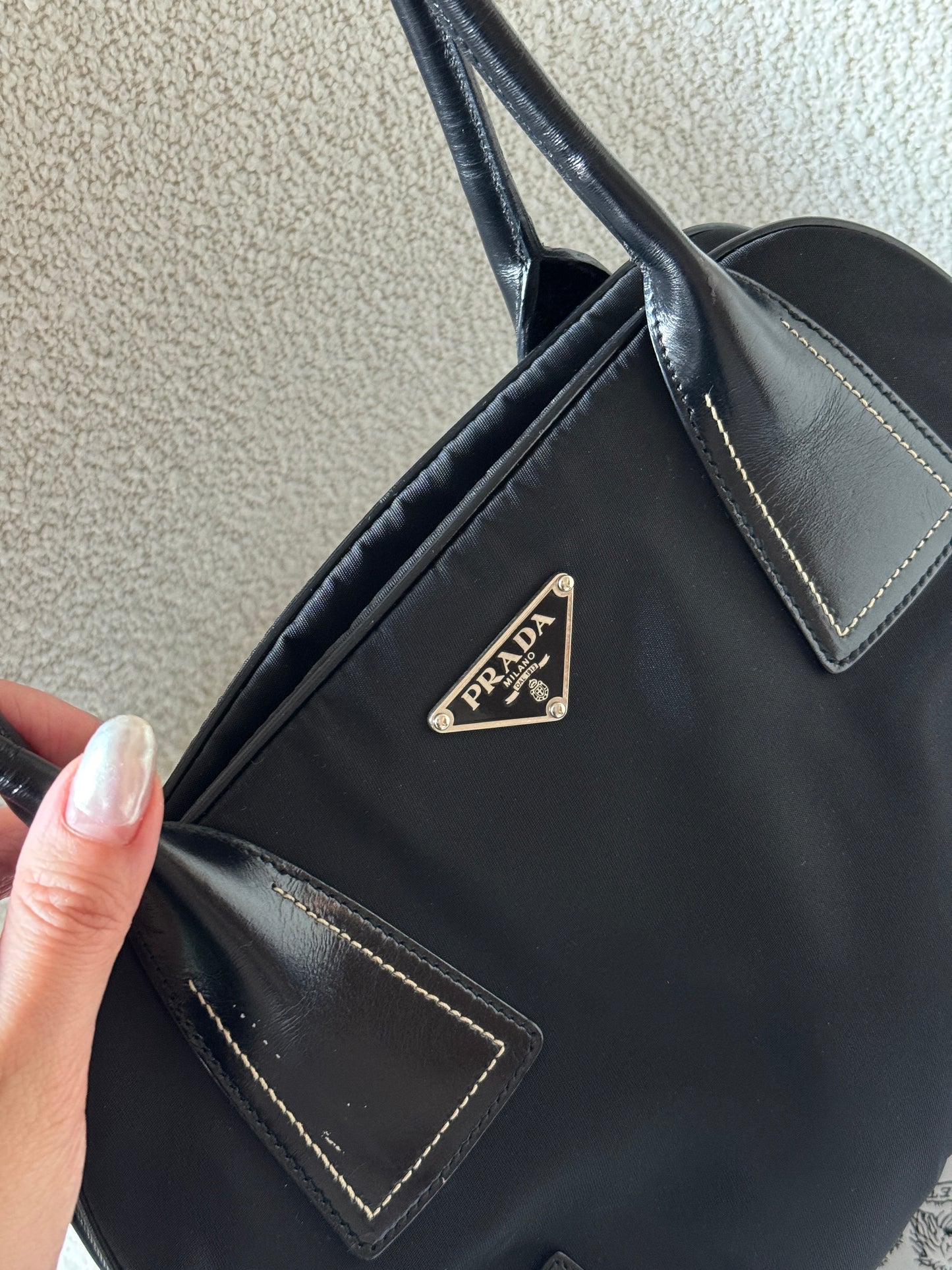 Vintage Prada nylon leather shoulder bag