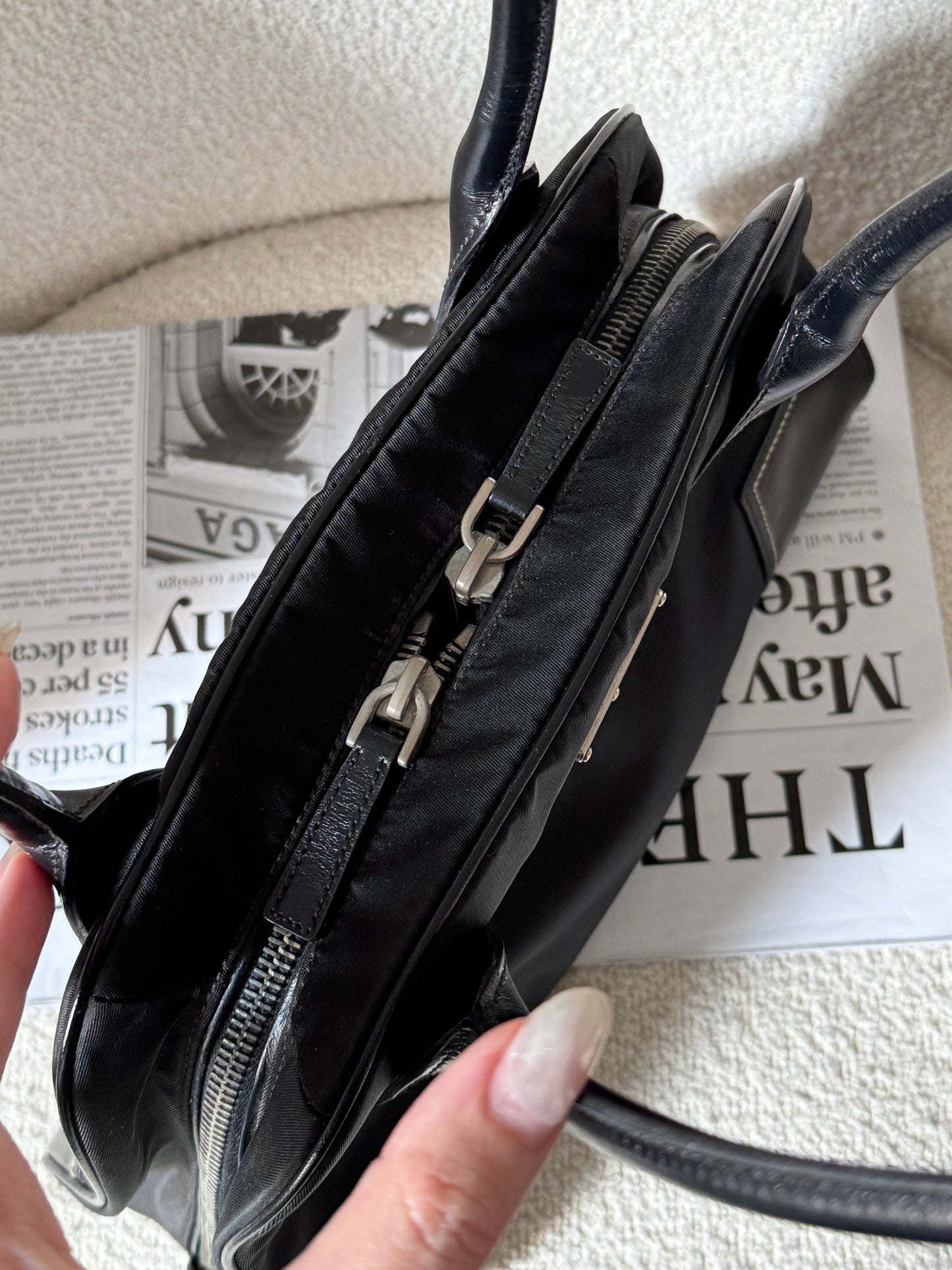 Vintage Prada nylon拼皮保齡包🪐