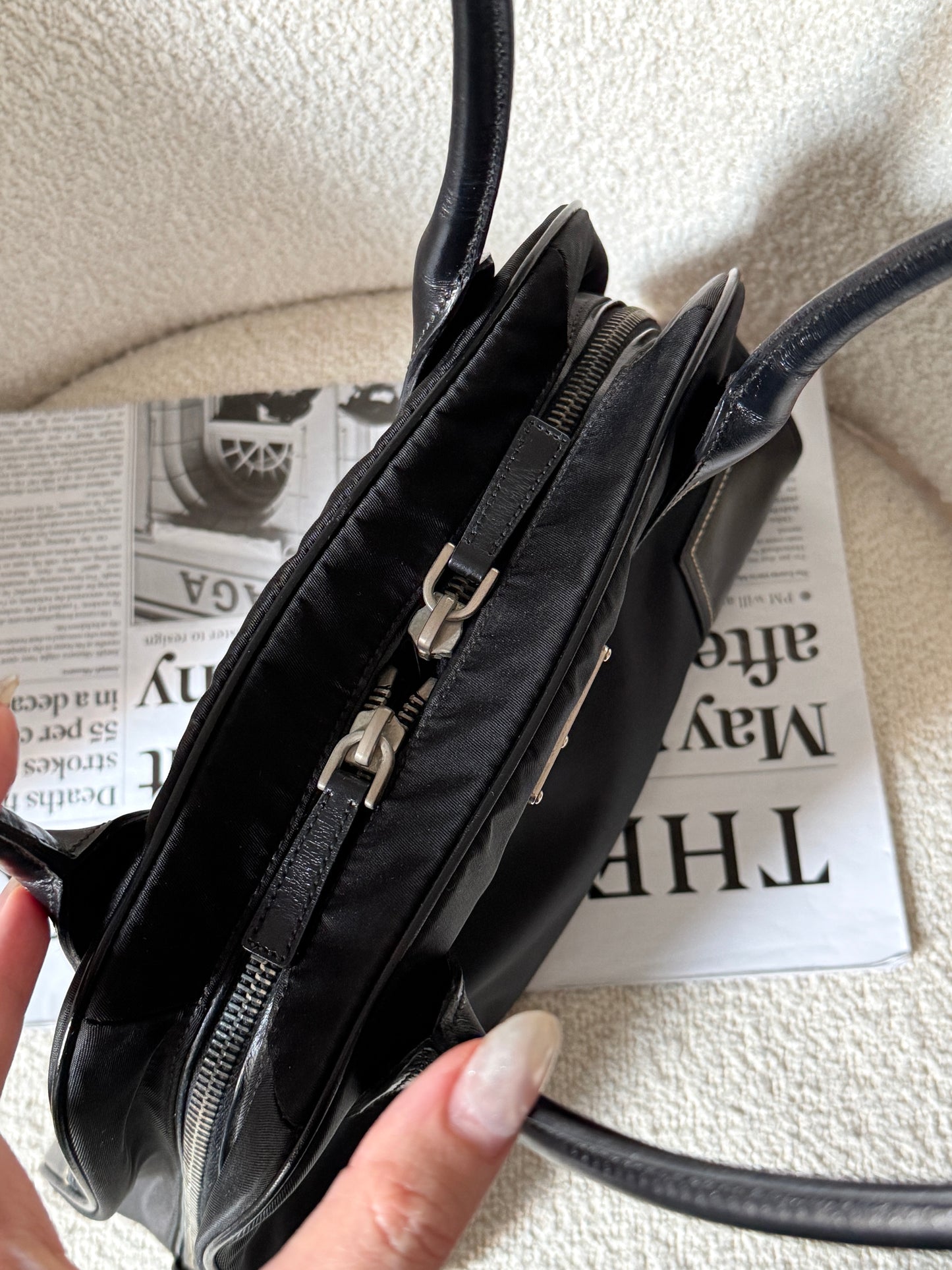 Vintage Prada nylon leather shoulder bag