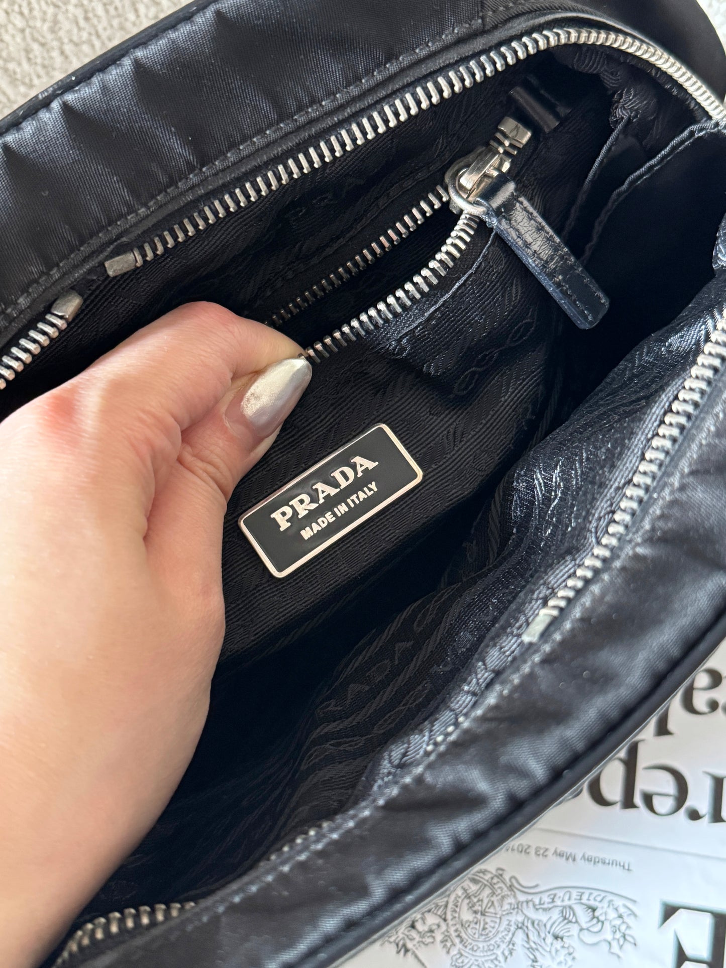 Vintage Prada nylon leather shoulder bag