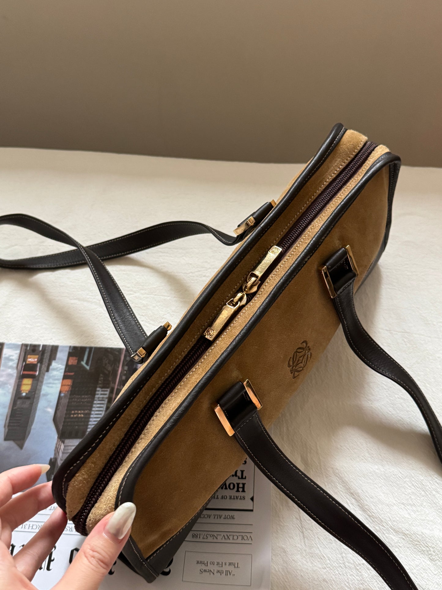 Vintage Loewe suede east west bag🍪