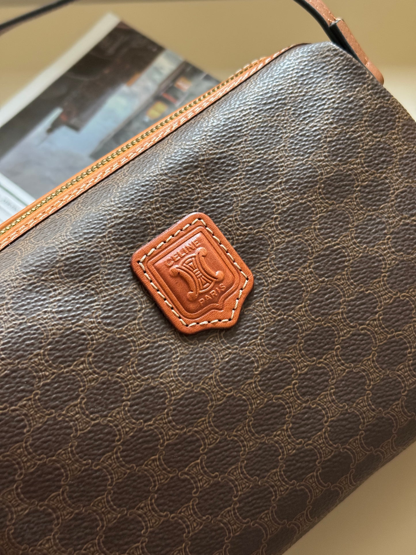 Vintage Celine brown macadam pouch☁️