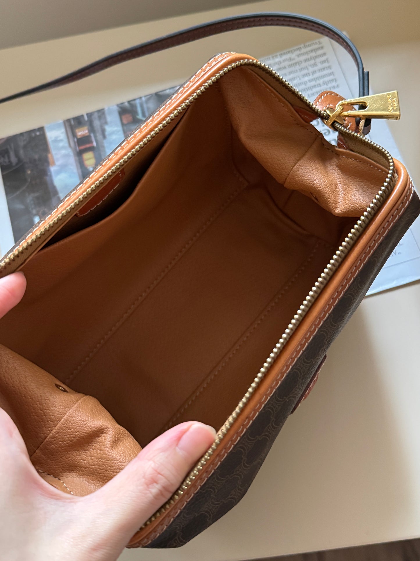 Vintage Celine brown macadam pouch☁️