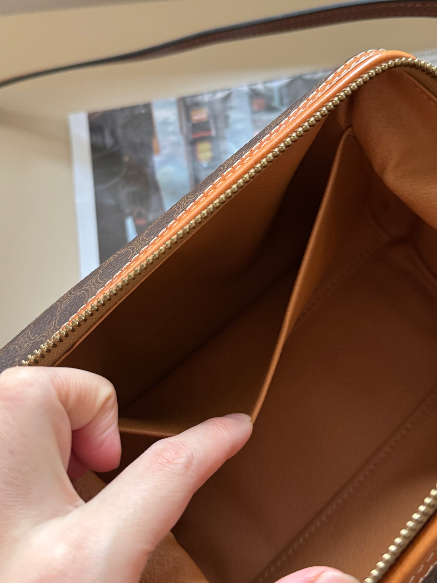 Vintage Celine brown macadam pouch☁️