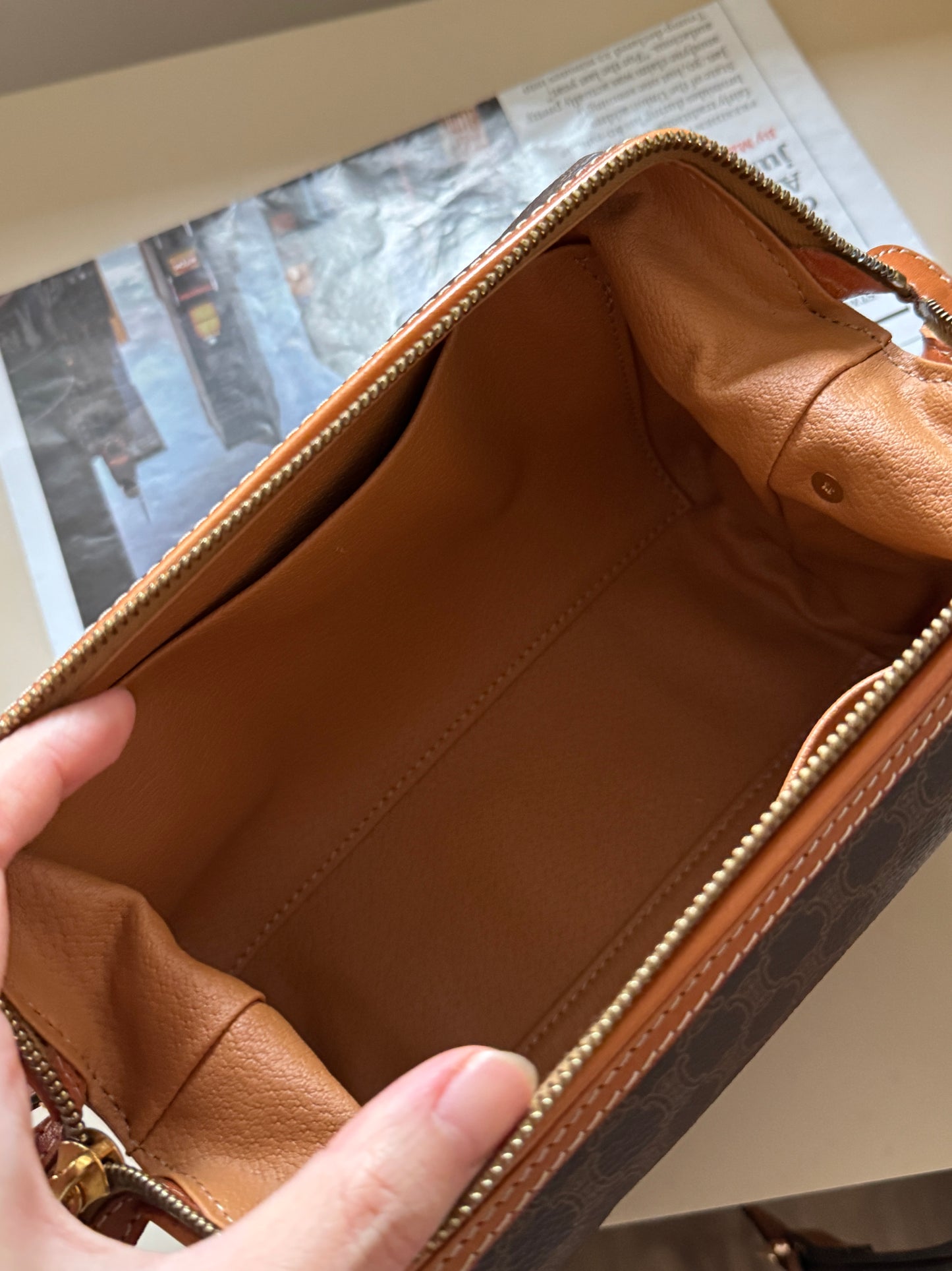 Vintage Celine brown macadam pouch☁️