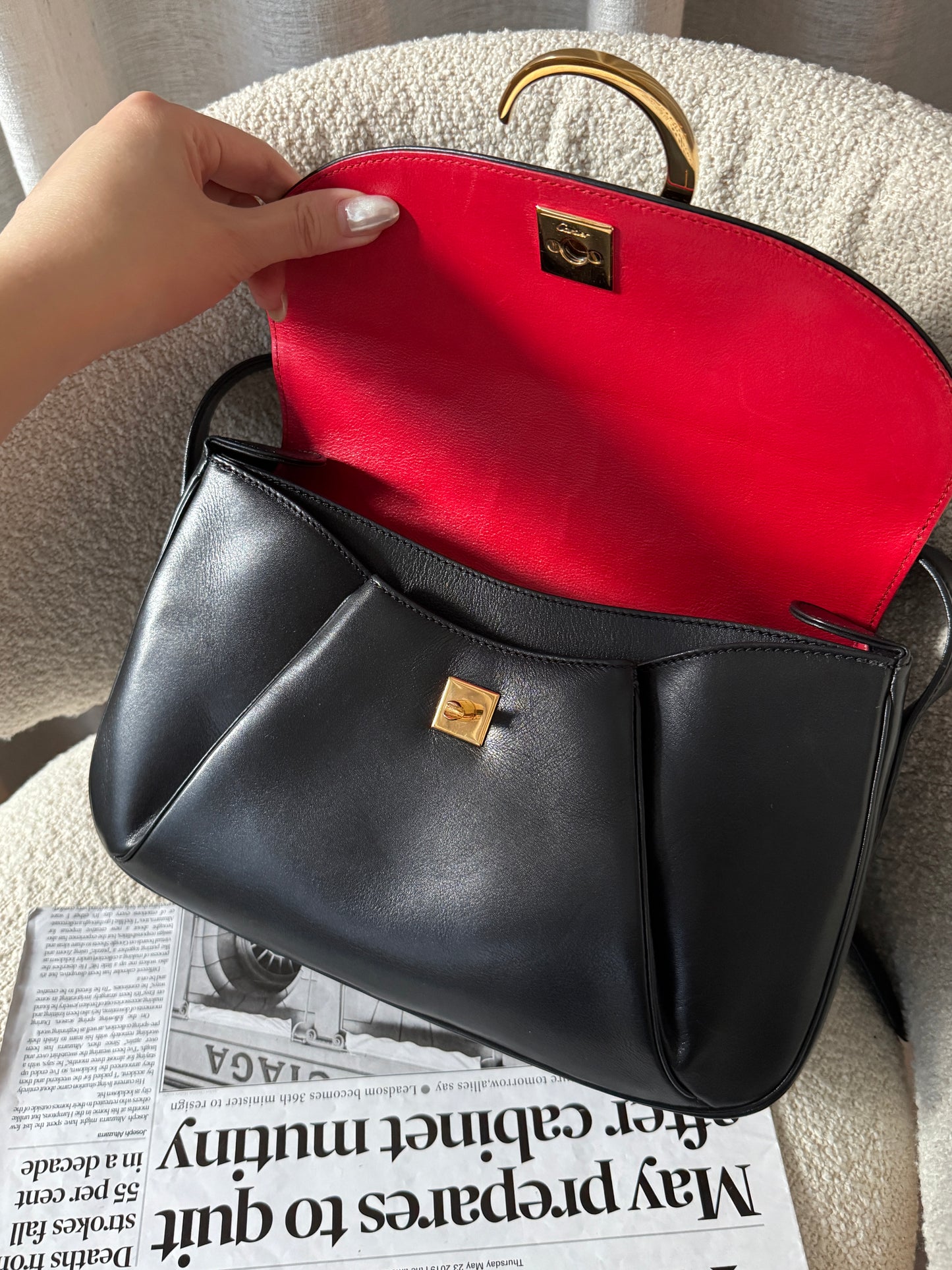 Vintage Cartier豹頭金扣crossbody bag