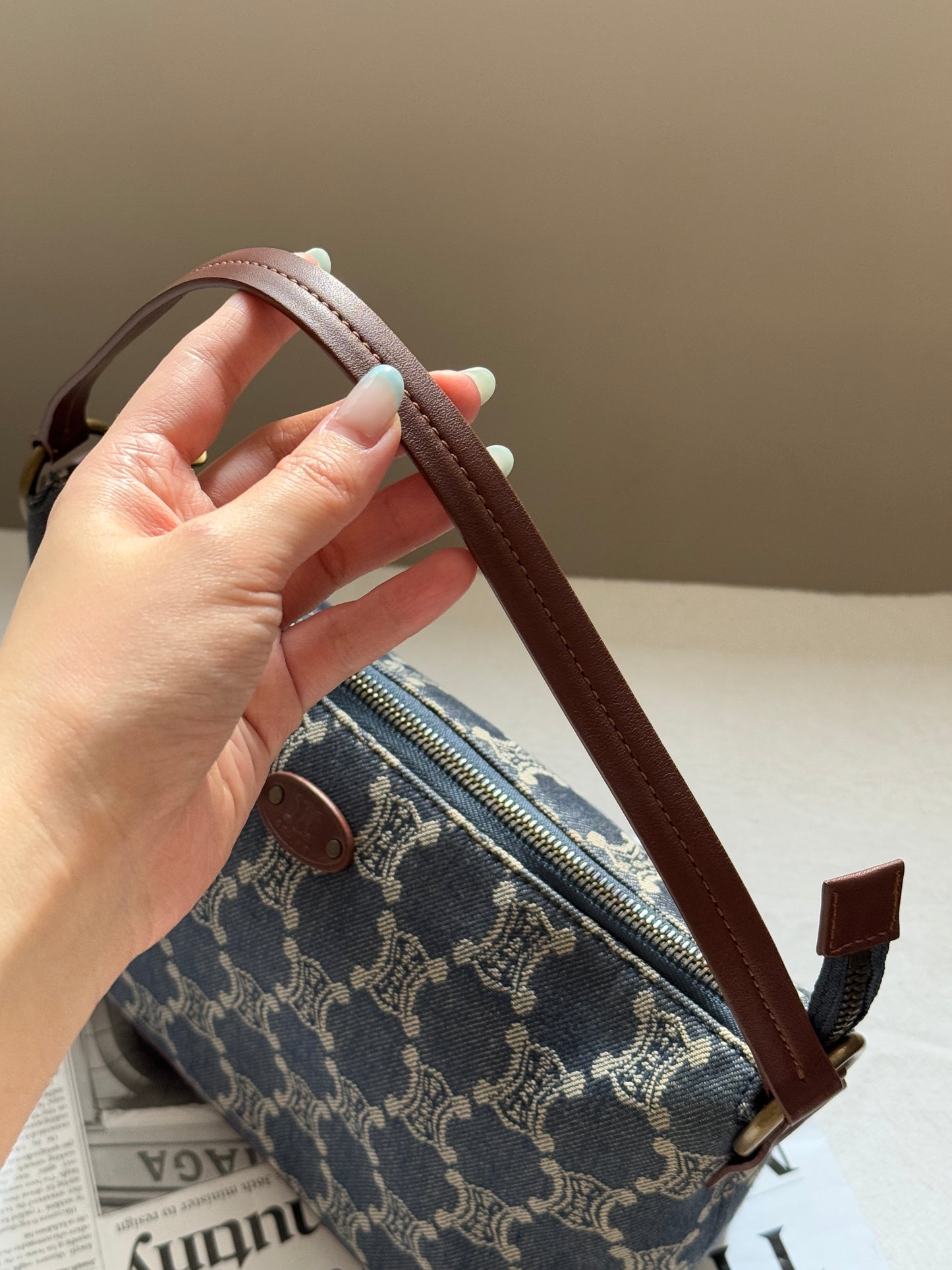 Vintage Celine 凱旋門老花牛仔飯盒包