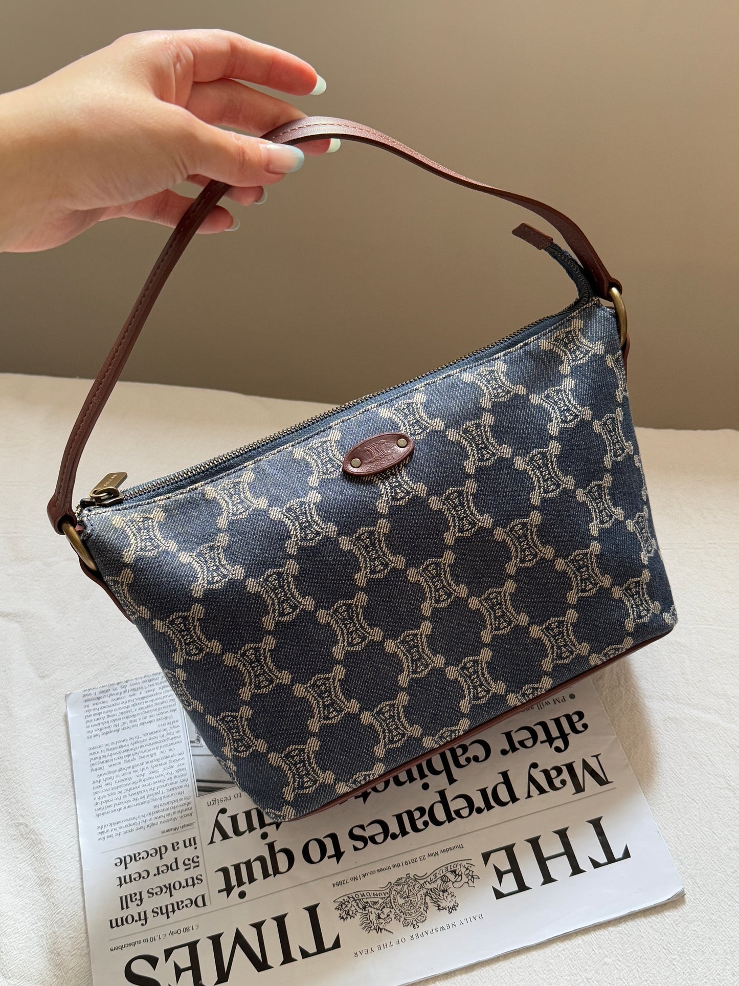 Vintage Celine 凱旋門老花牛仔飯盒包