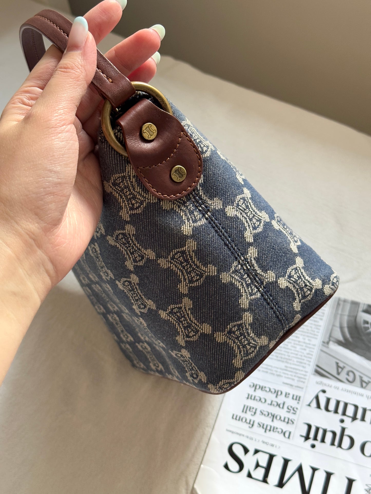 Vintage Celine 凱旋門老花牛仔飯盒包