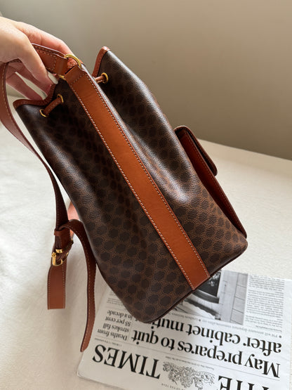 Vintage Celine macadam翻蓋老花水桶包🧺
