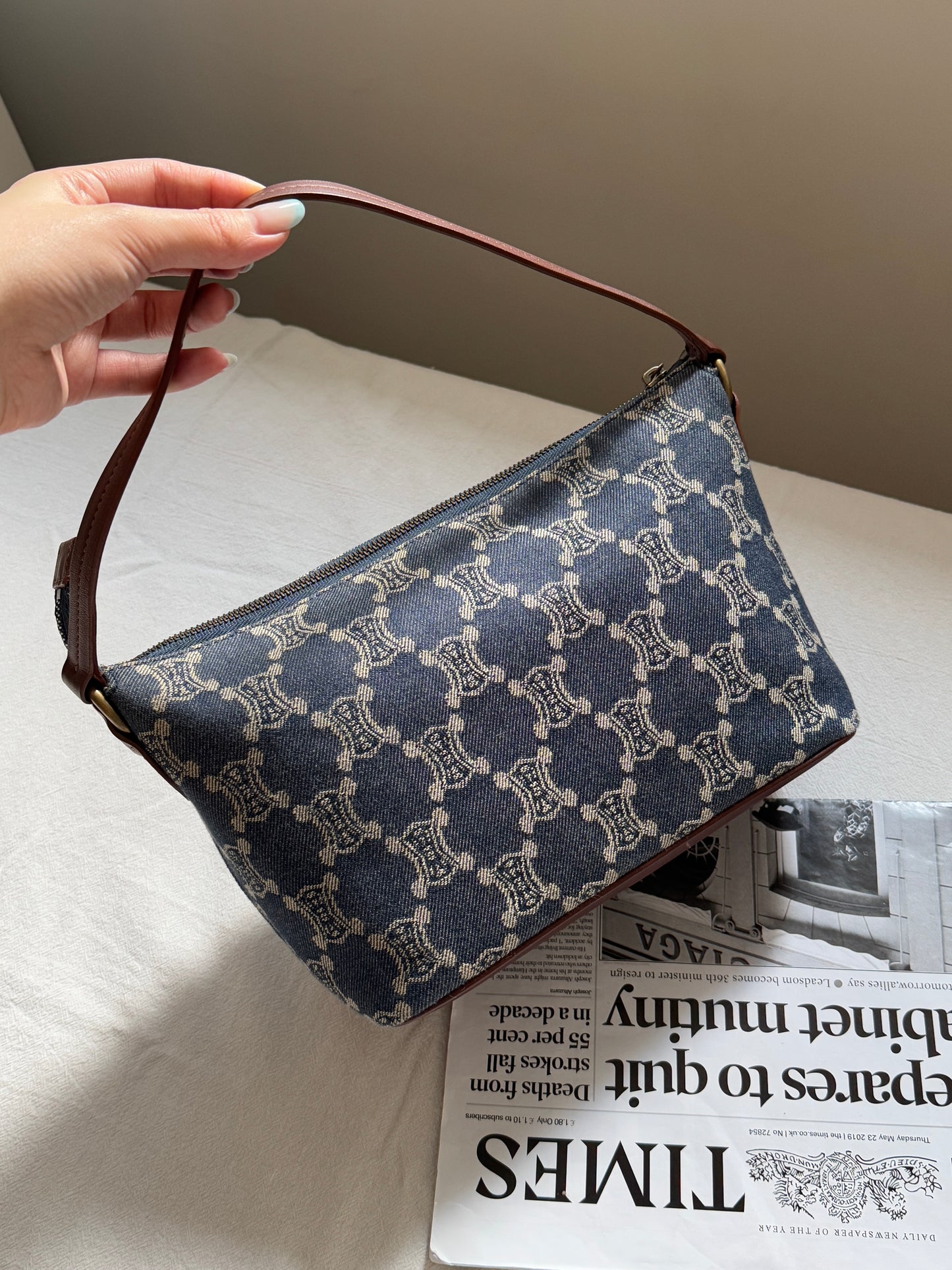Vintage Celine 凱旋門老花牛仔飯盒包