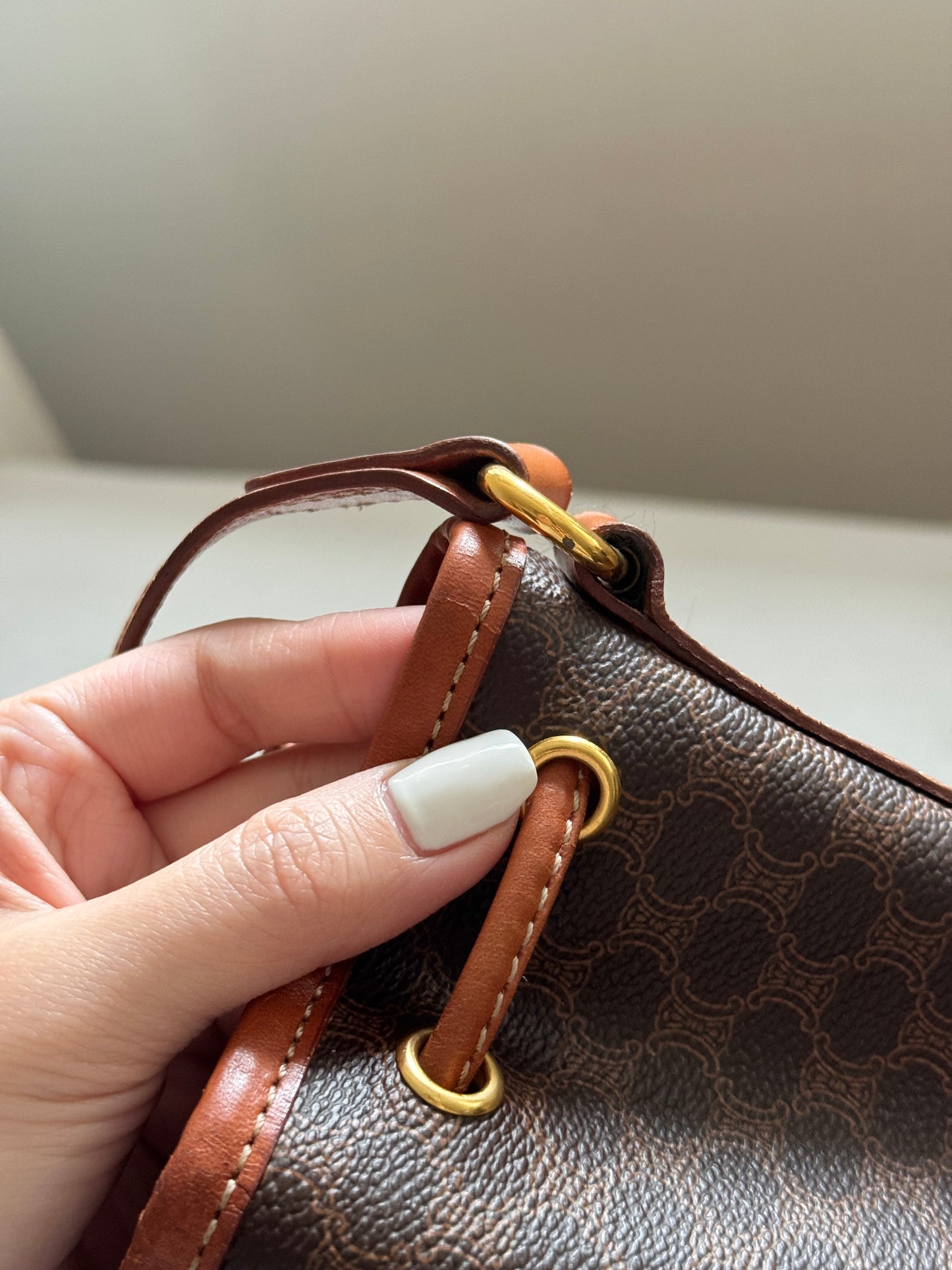 Vintage Celine macadam翻蓋老花水桶包🧺