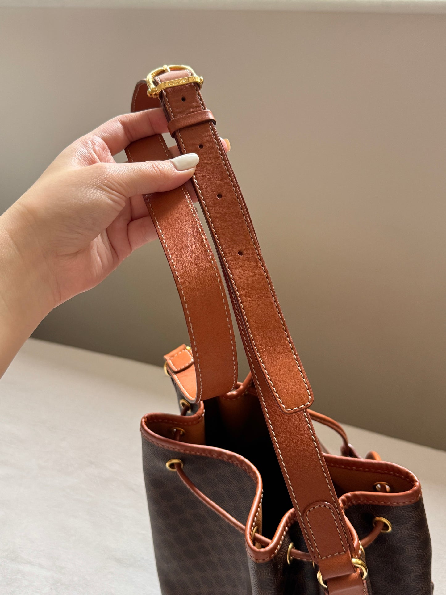 Vintage Celine macadam翻蓋老花水桶包🧺
