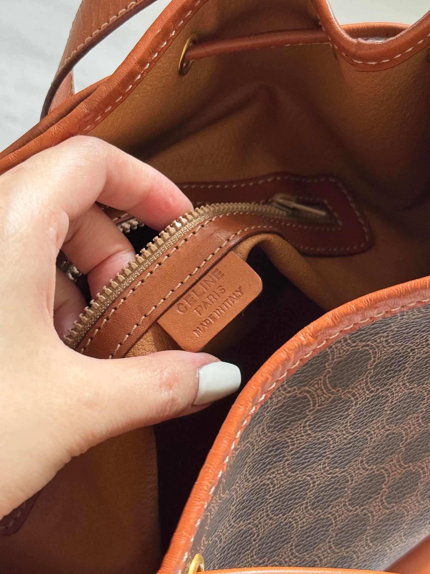 Vintage Celine macadam翻蓋老花水桶包🧺
