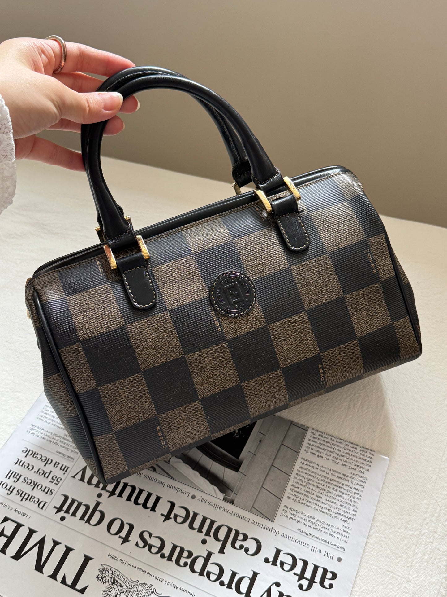 Vintave Fendi 棋盤格boston♟️