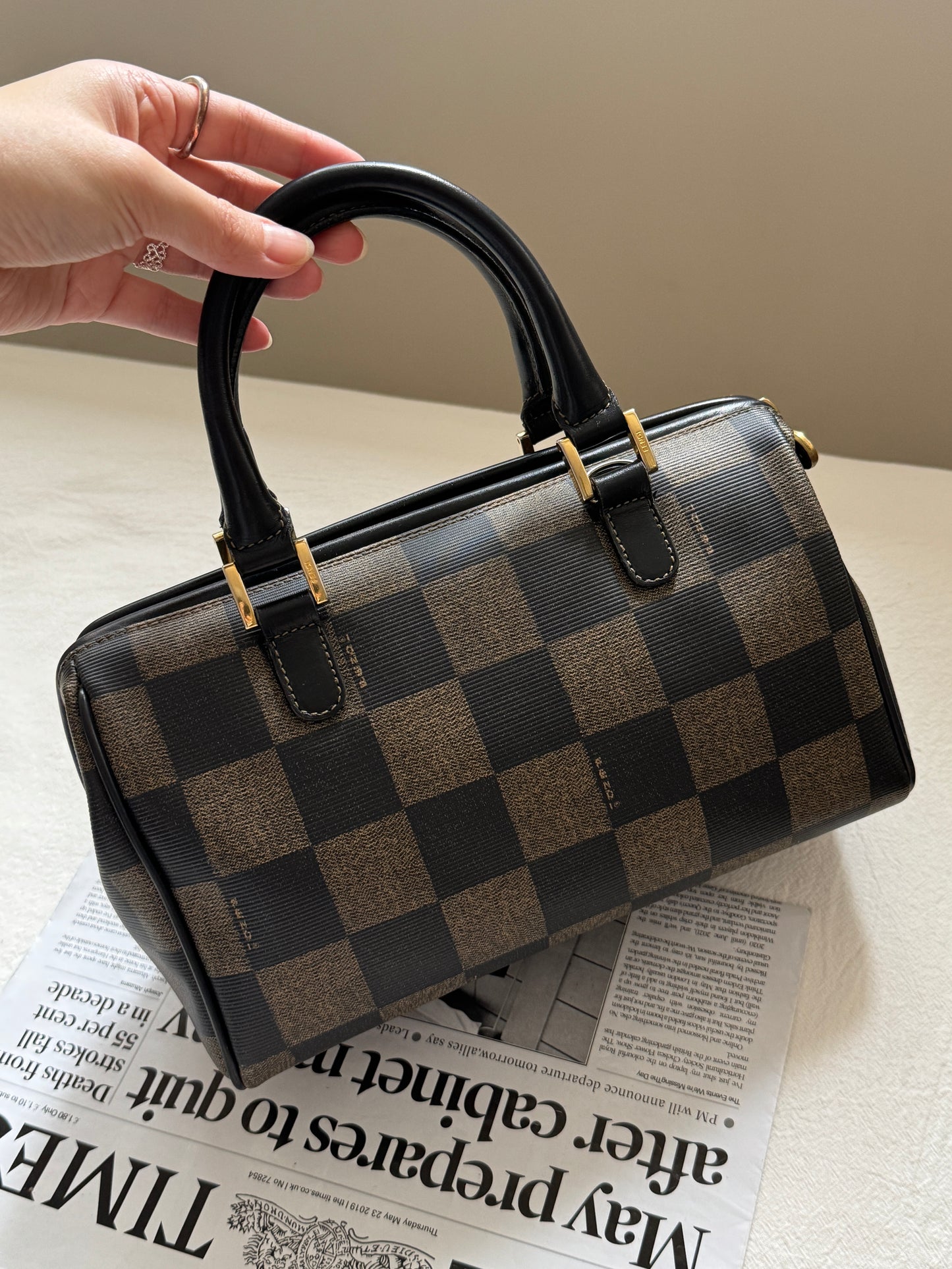 Vintave Fendi 棋盤格boston♟️