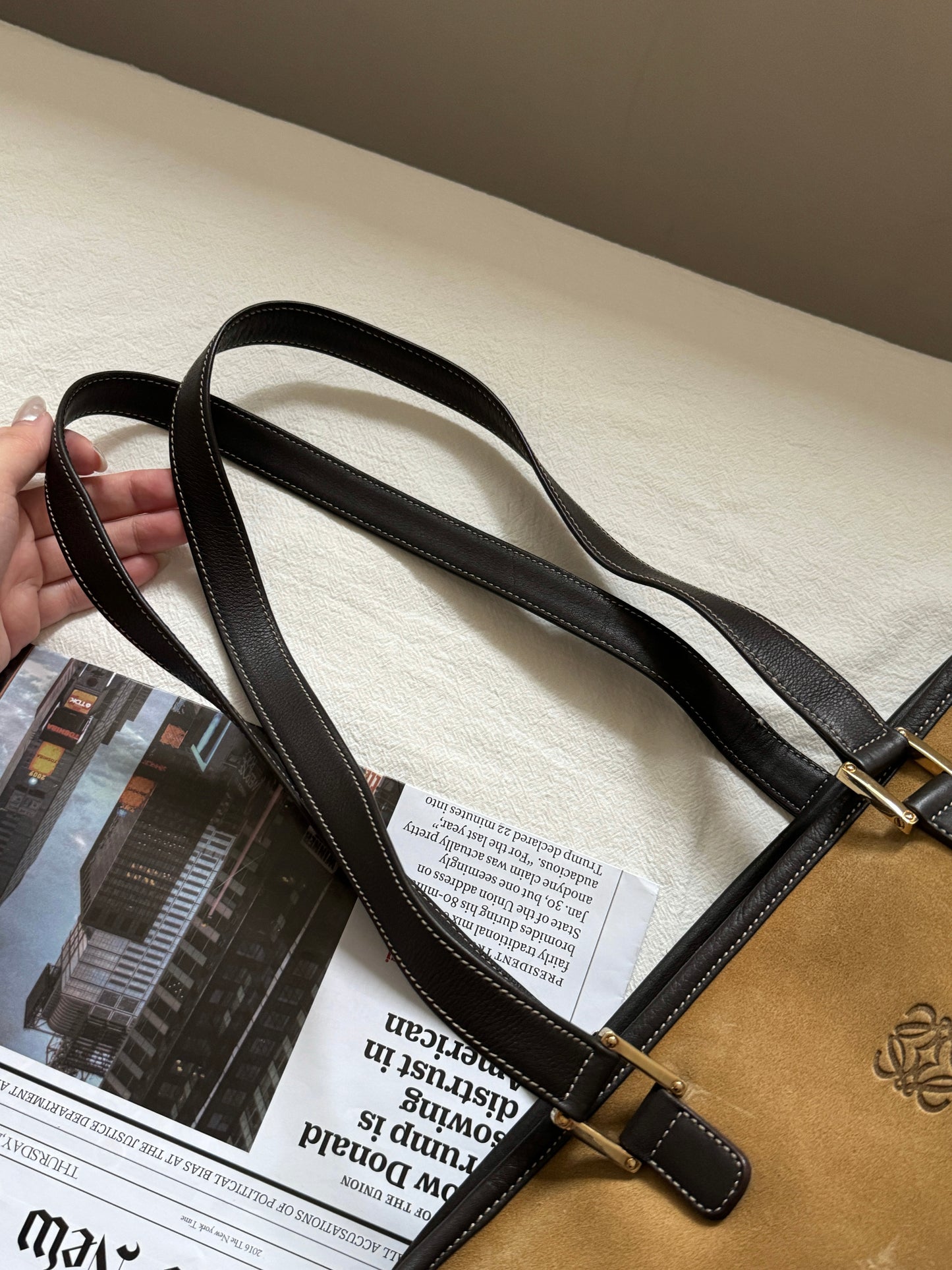 Vintage Loewe suede east west bag🍪