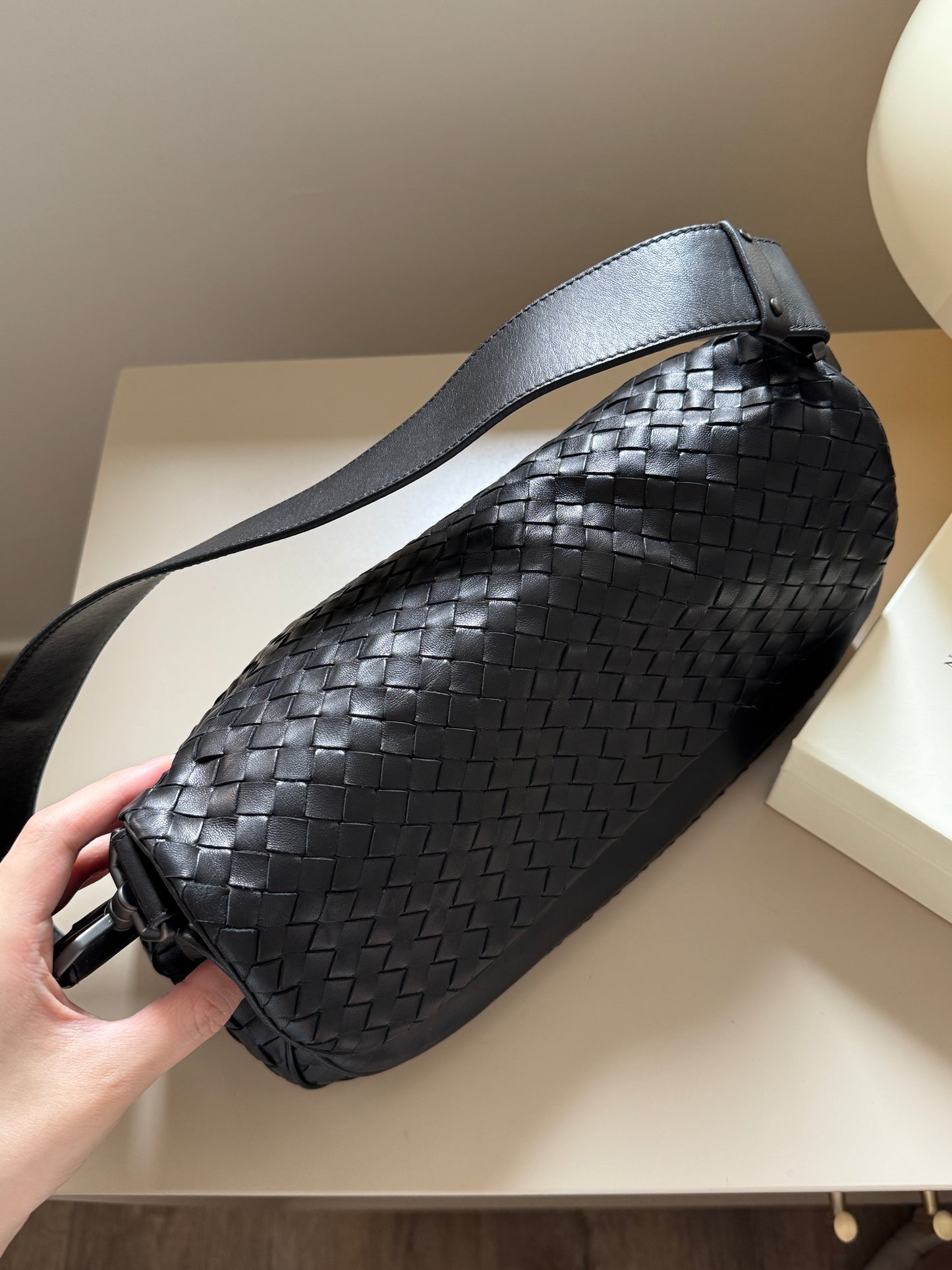Vintage Bottega Veneta so black double flap baguette🥖