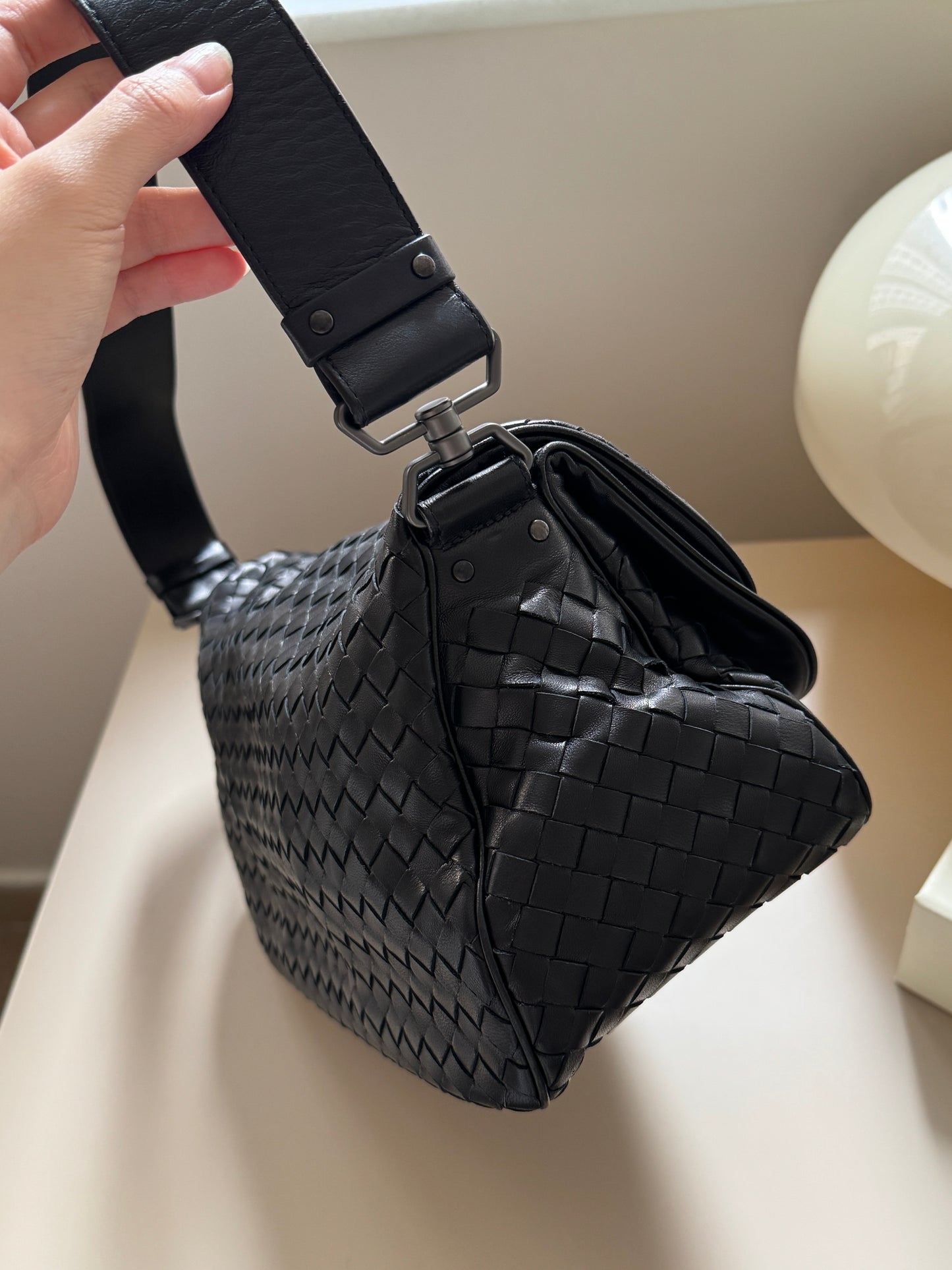 Vintage Bottega Veneta so black double flap baguette🥖