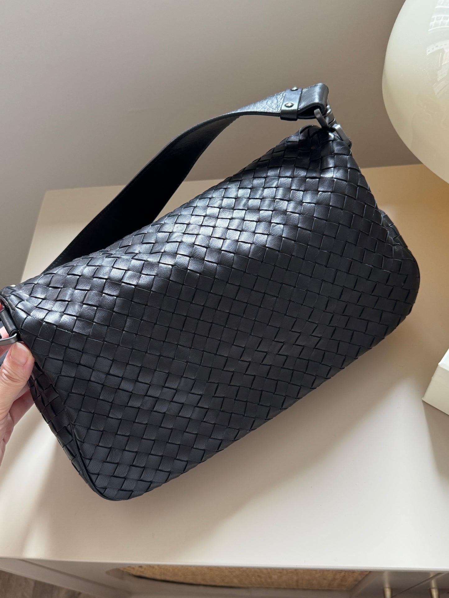 Vintage Bottega Veneta so black double flap baguette🥖