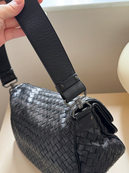 Vintage Bottega Veneta so black double flap baguette🥖