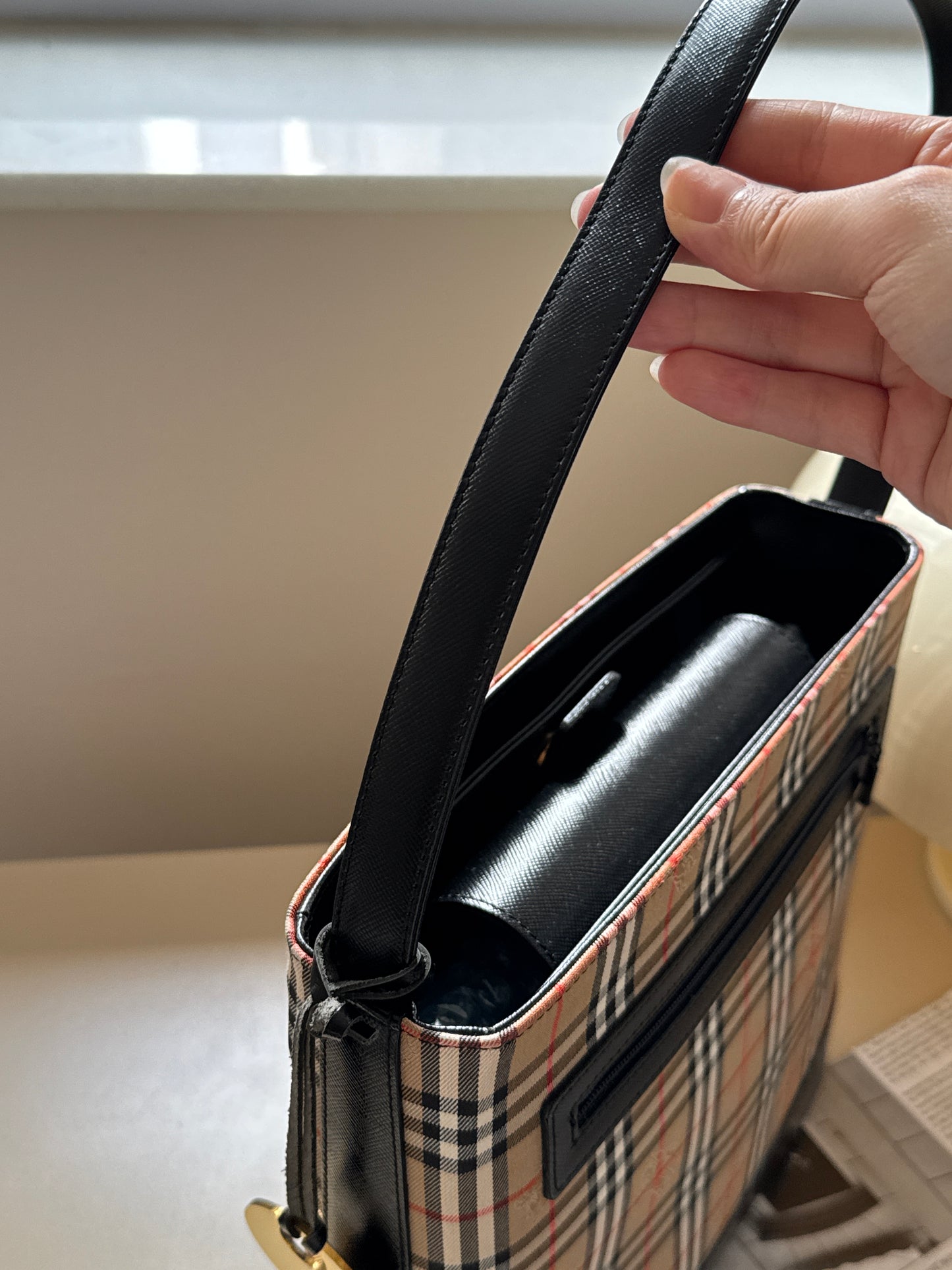 Vintage Burberry 戰馬格紋shoulder bag🪐