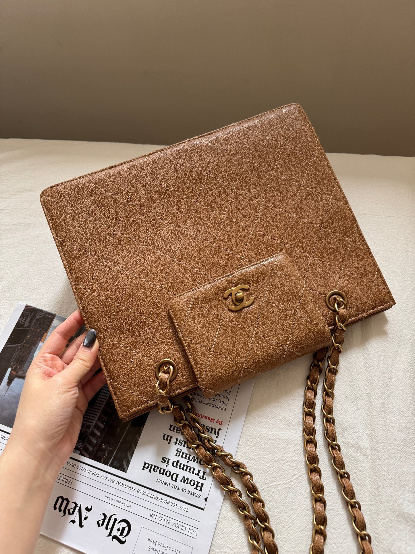 Vintage Chanel wild stitch荔枝牛皮tote bag🧋